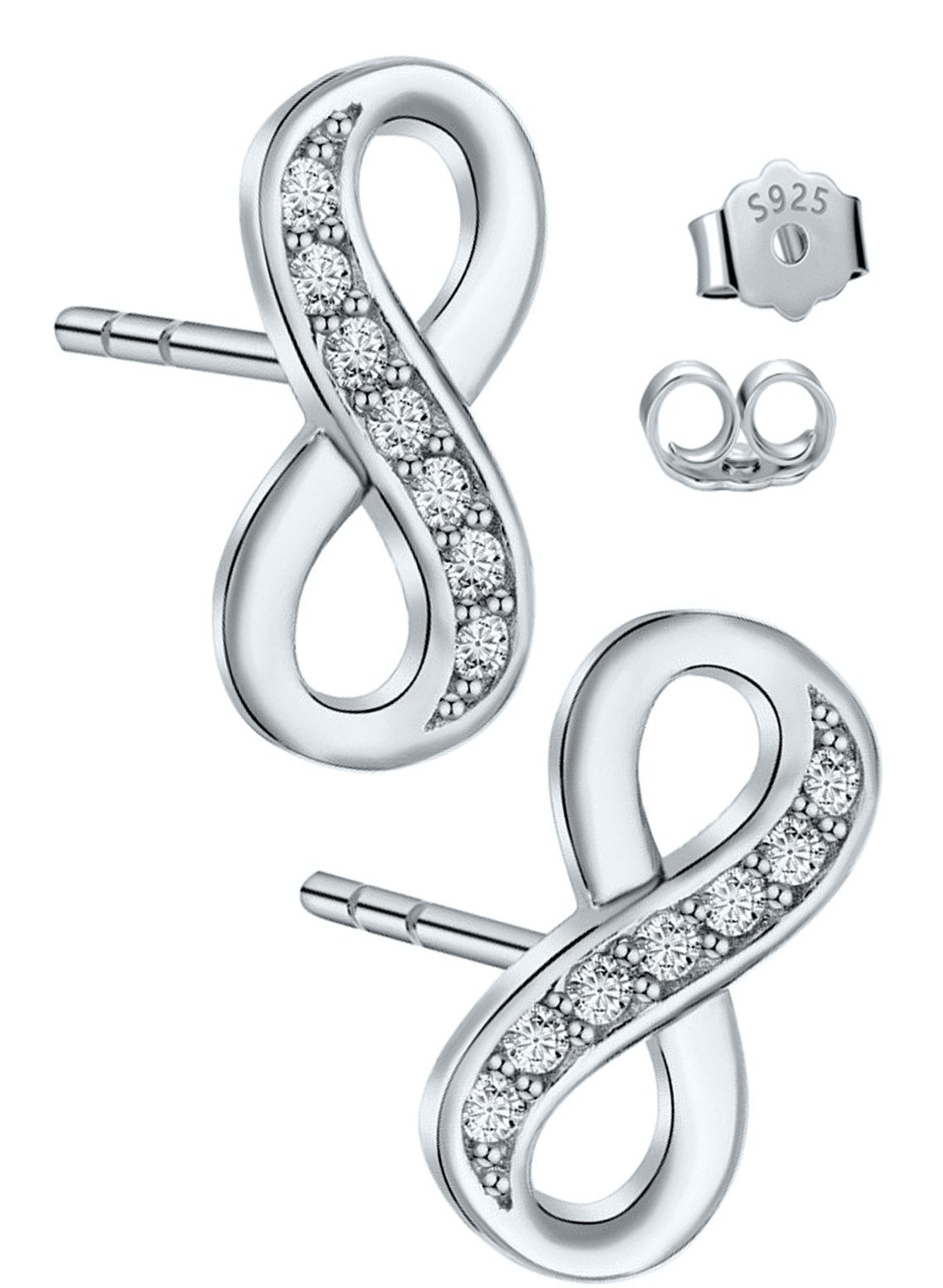 Paar Ohrstecker 925 Silber gold Unendlichkeit Infinity Ohrringe Schmuck für Damen