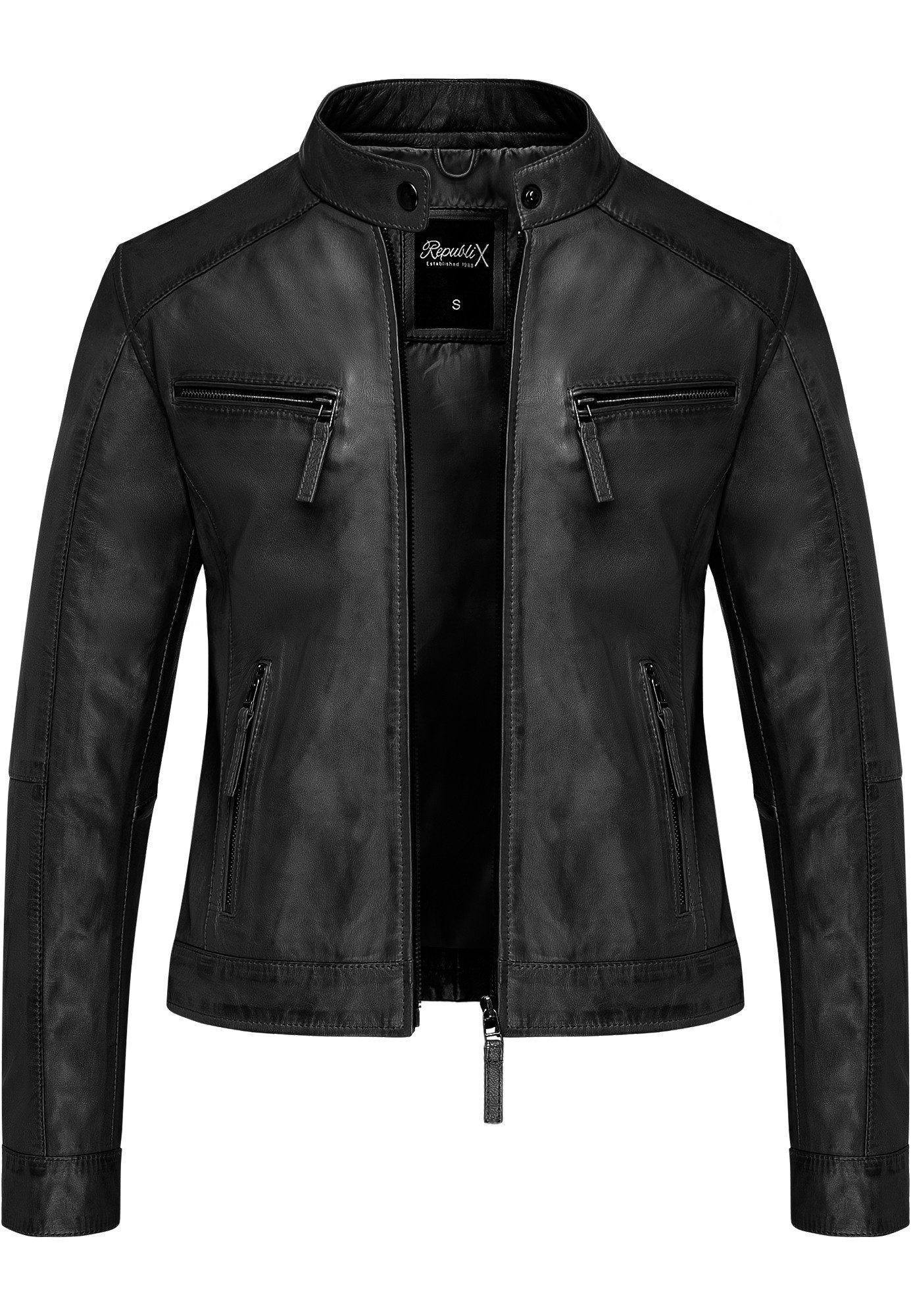 REPUBLIX Lederjacke ELSIE Echtleder Damen Biker Zipper Jacke