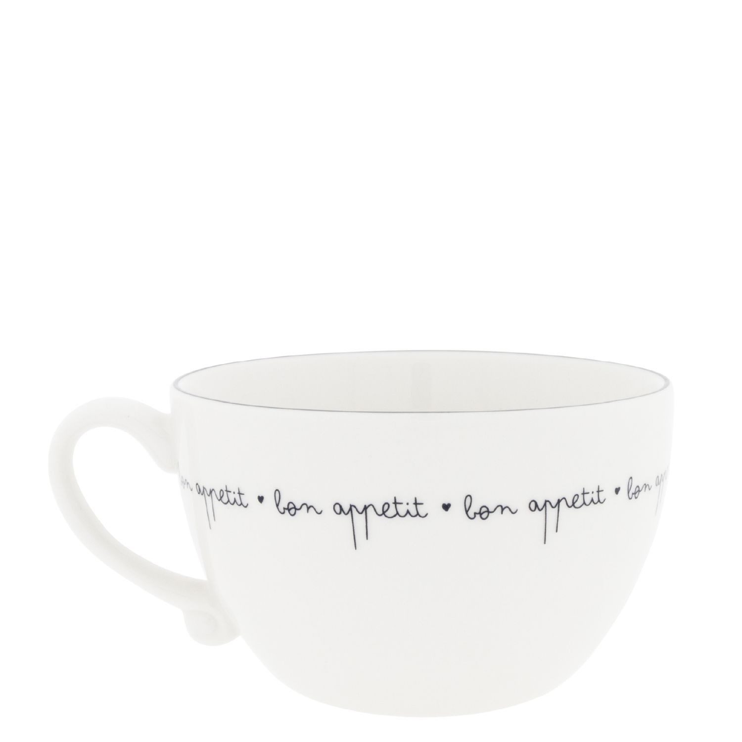 Bastion Collections Suppenteller Schwarzes Herz, Spülmaschinengeeignet, Weiß, Schriftzug, ⌀ 13cm, Weiß, Schriftzug, H: