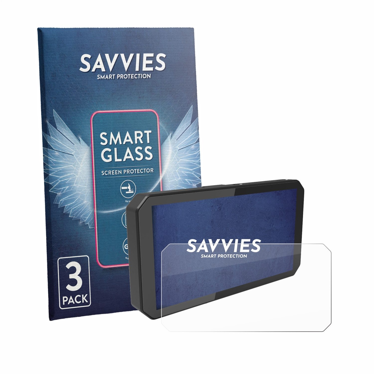 Savvies Displayschutzglas Schutzglas Panzer für Innovv N1 Pro 5.99", 3 Stück, Schutzfolie Display Schutz Glas Folie klar