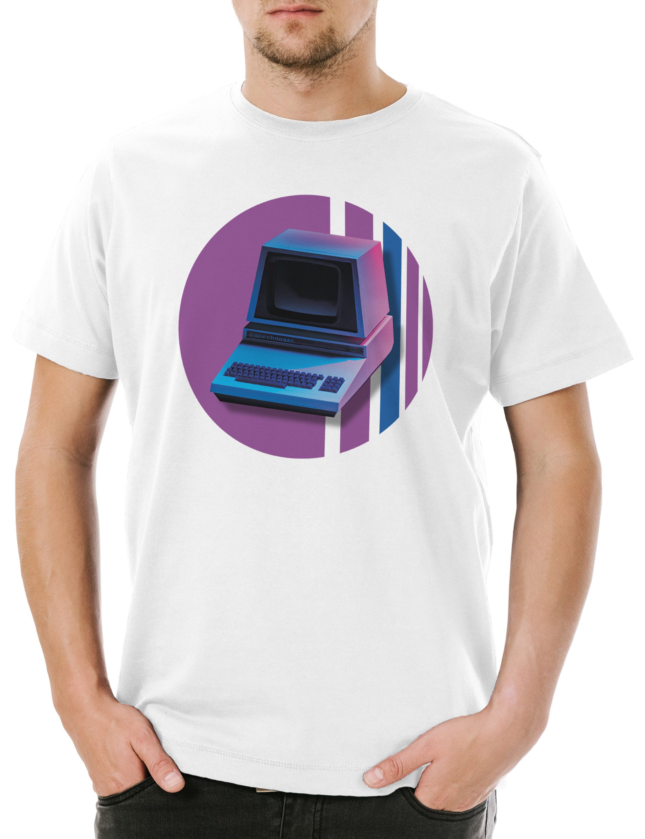 Print-Shirt Retro Gamechanger Herren T-Shirt 80ies 80er Eighties PC Computer