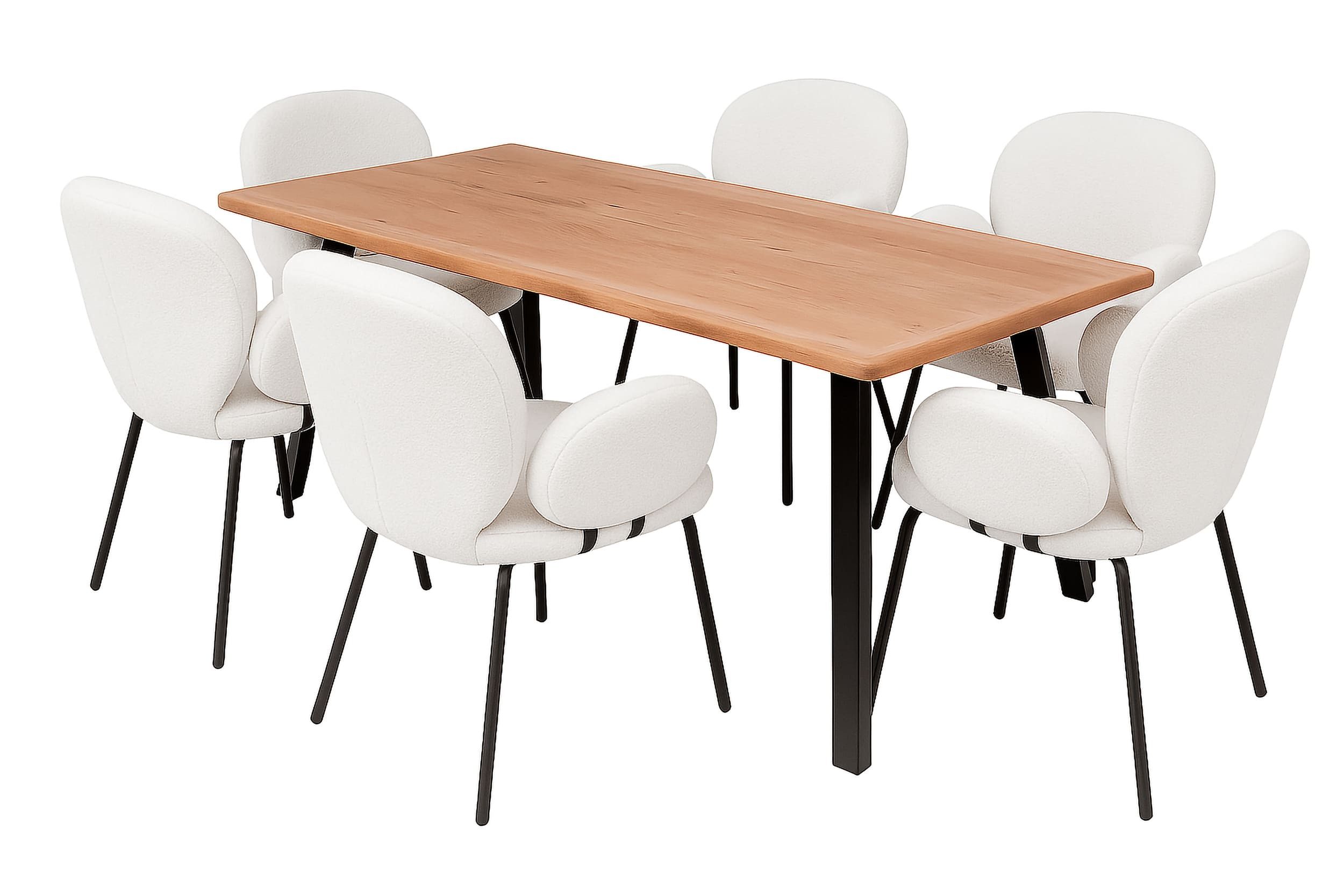 LC Home Essgruppe LC Home Lille Anthrazit 5tlg Esstisch 220x100 Stern-Fuß, (7-tlg)