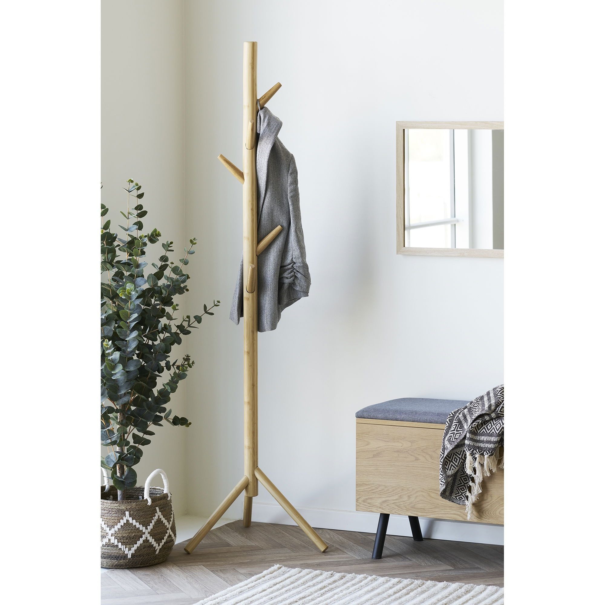 freiraum Garderobenständer Wanaka, in Bambus, Massivholz - 50x163x50cm (BxHxT)