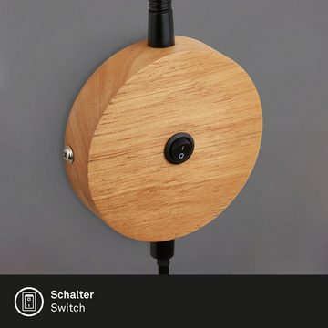 Briloner Leuchten Wandleuchte 2180015, schwenkbar, An-/Ausschalter, LED wechselbar, Warmweiß, Wandlampe, 50x10x4,1cm, Schwarz-Holz, 4,8W, GU10, Retro, Leselampe