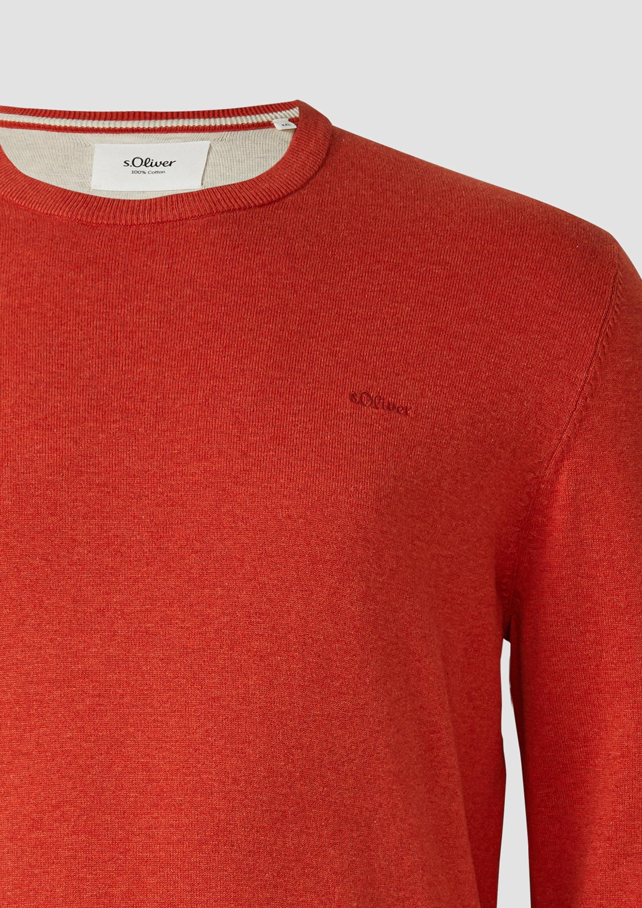 s.Oliver Longpullover Strickpullover Strickpullover mit Logo-Stickerei