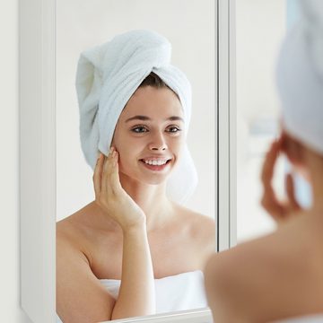 relaxdays Badezimmerspiegelschrank Spiegelschrank 2-türig