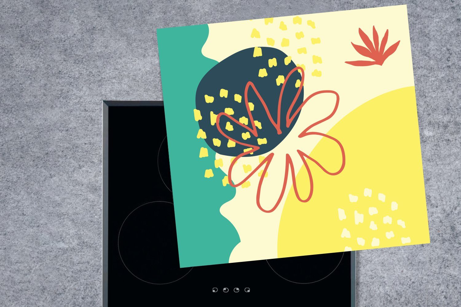 MuchoWow Herdblende-/Abdeckplatte Sommer Blume Arbeitsplatte für (1 Ceranfeldabdeckung, - tlg), küche Vinyl, cm, Abstrakt, 78x78 