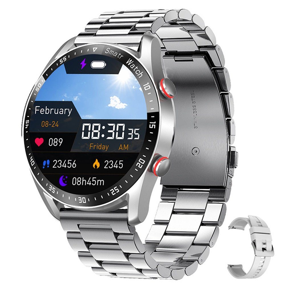 farfi HW20 Smartwatch Herren, Edelstahl Herren Uhr für iOS Android  Smartwatch (1.28 Zoll)