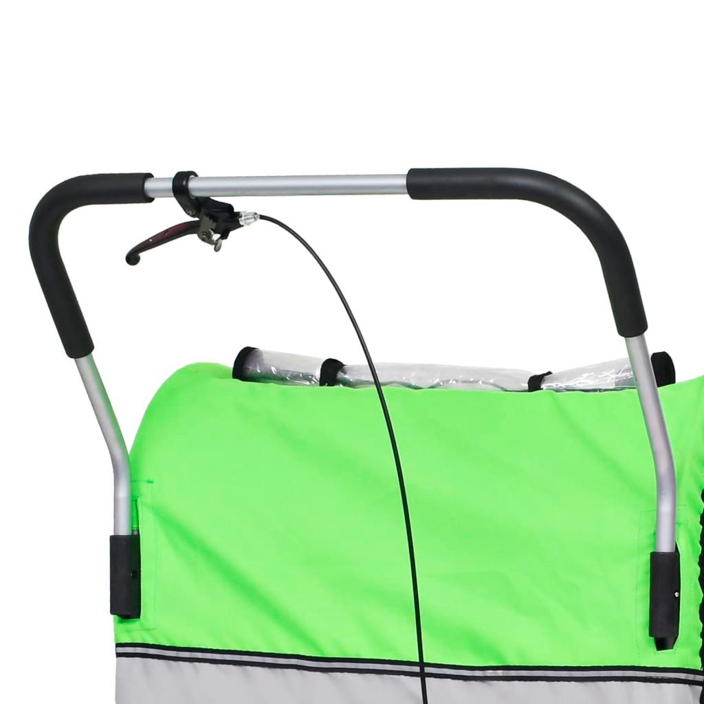 vidaXL 2-in-1 Bicycle Cargo Trailer and Stroller, Green and Grey