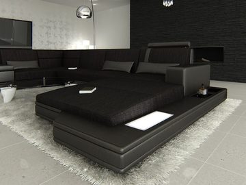 Sofa Dreams Wohnlandschaft Polster Stoffsofa Couch Messana U Form Stoff Sofa, Schlaffunkton, Bettfunktion, LED