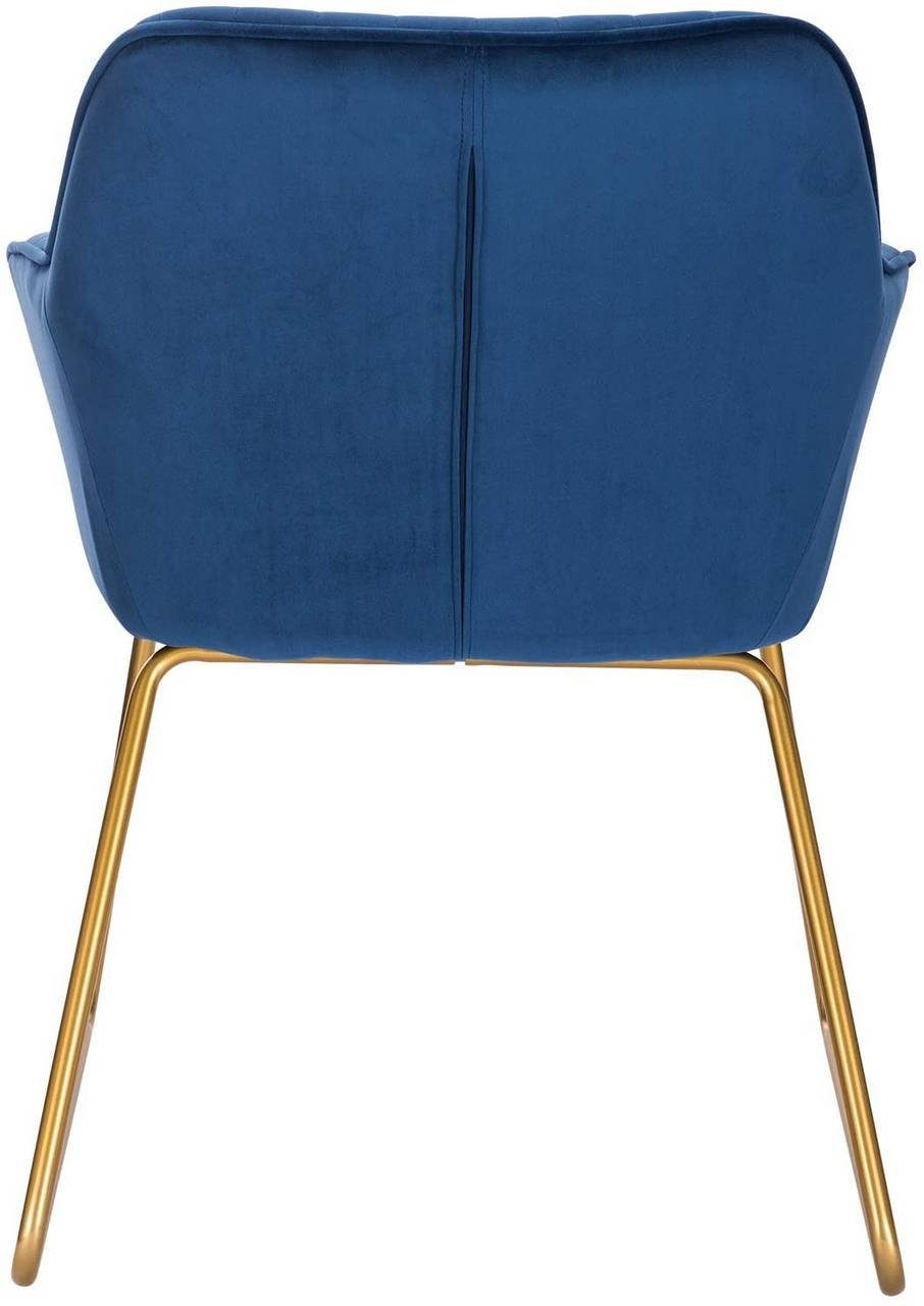 Woltu Esszimmerstuhl (1 St), aus Samt Blau Sessel Metall Beine Sitzfläche aus Gold