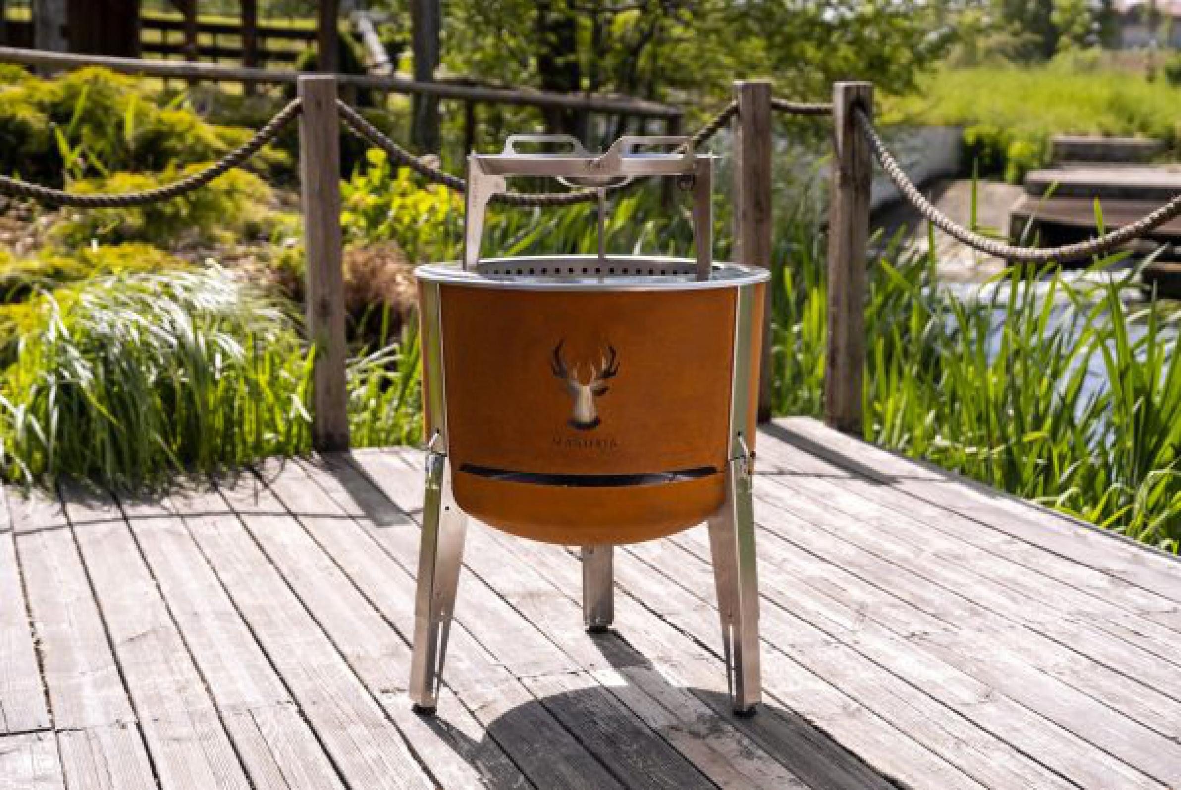 Masuria Feuerschale Wild Alpha 600 Corten Hirsch