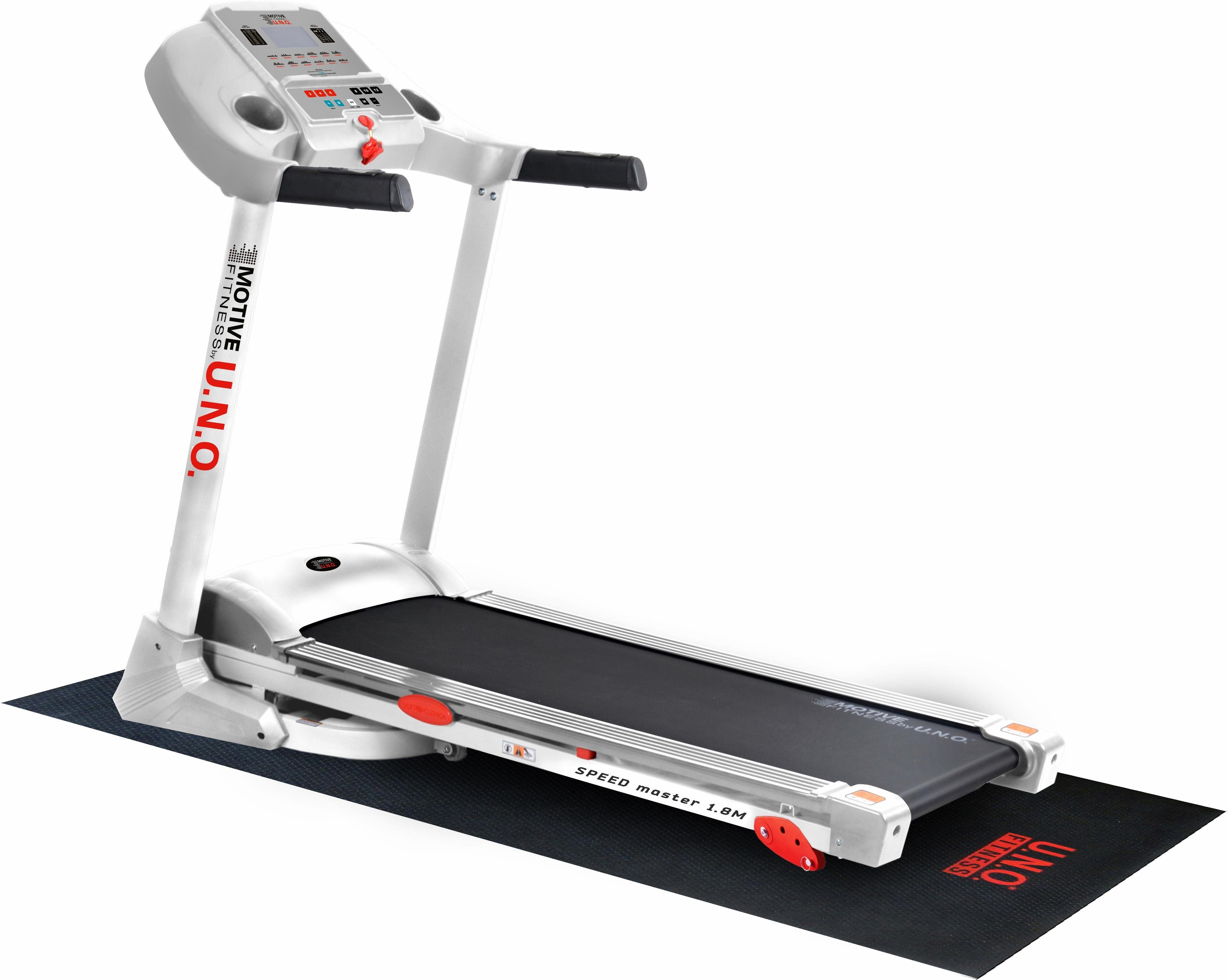 MOTIVE FITNESS by U.N.O. Laufband Speed Master 1.8 M (mit/ohne Unterlegmatte) (Multifunktions-LCD-Display), bis max. 18 km/h, klappbar
