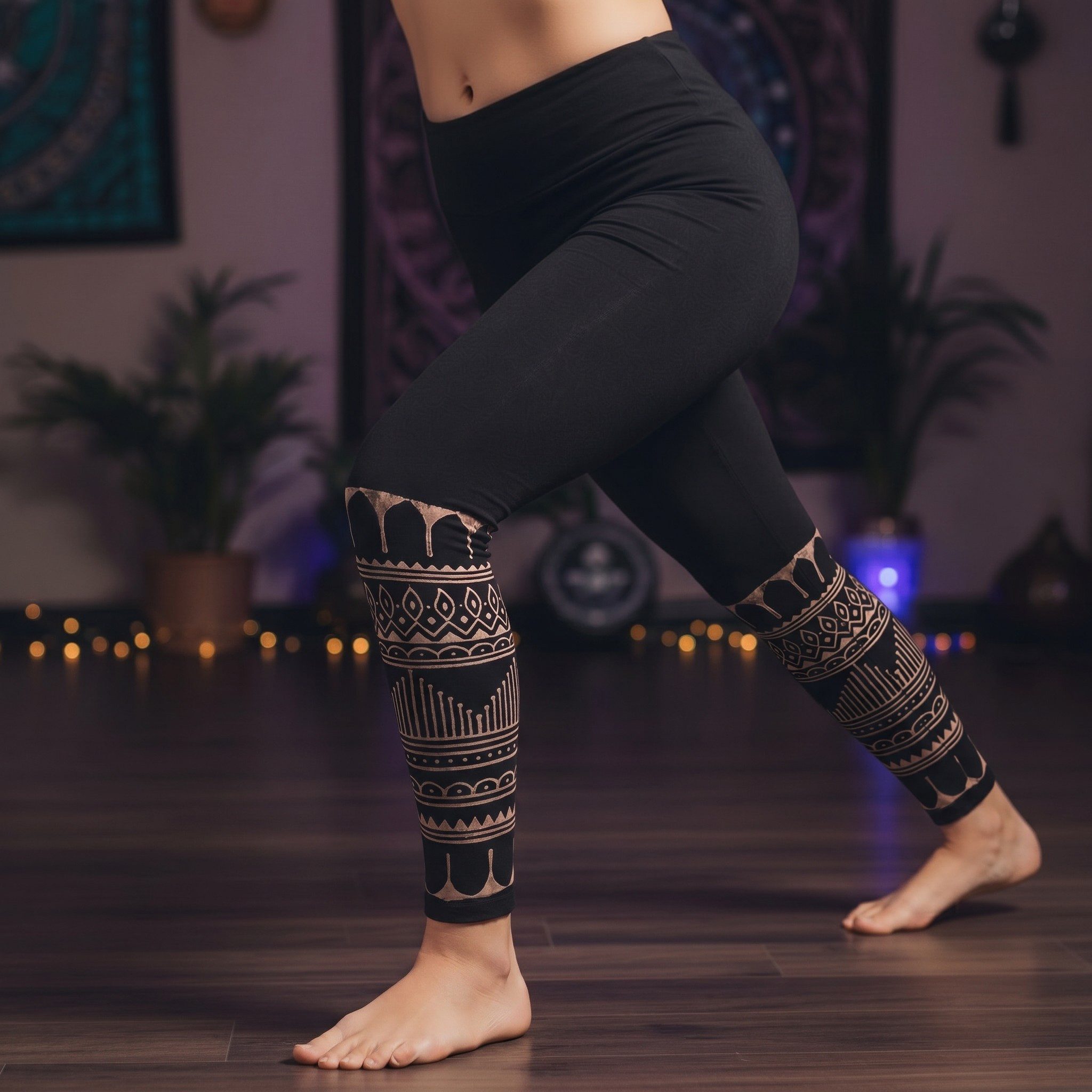 Guru-Shop Hose & Shorts Psytrance Goa Damen Leggings, bedruckte Tribal.. alternative Bekleidung