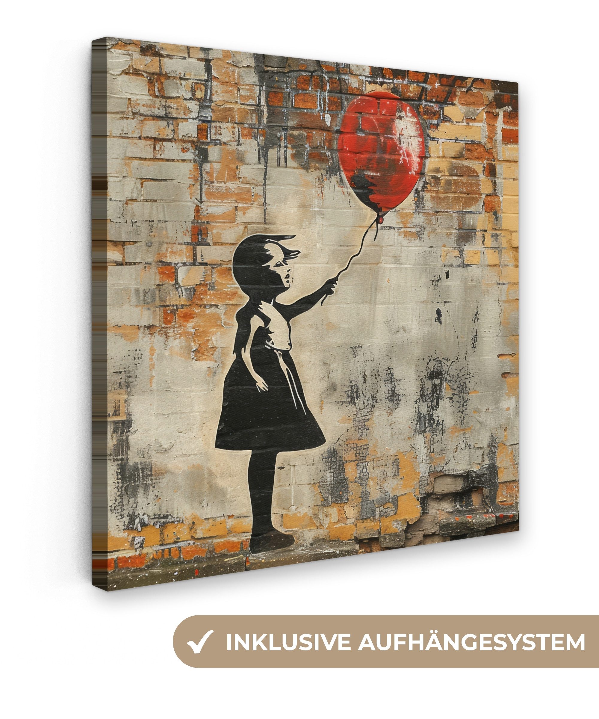 OneMillionCanvasses® Leinwandbild Graffiti - Banksy Style - Mädchen mit Luf günstig online kaufen