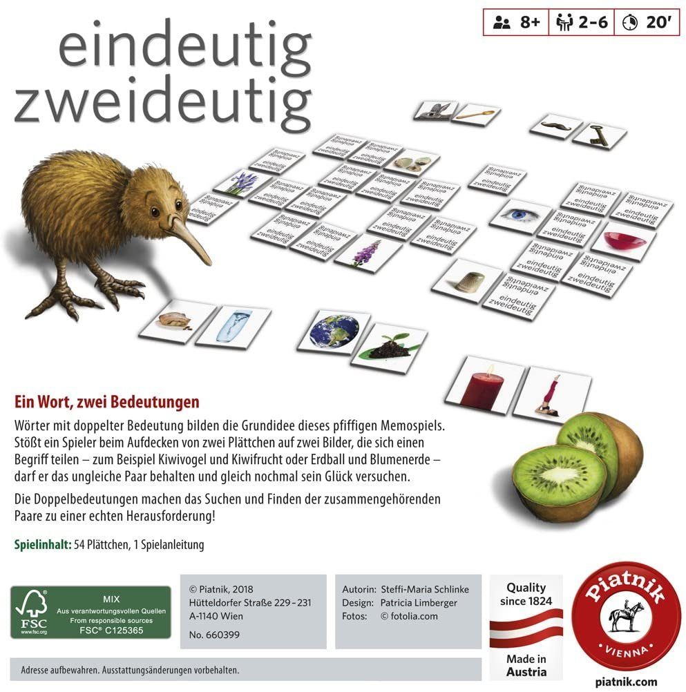 Spiel,  Eindeutig Piatnik Piatnik Zweideutig Brettspiel