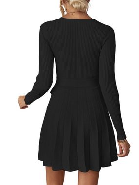ZWY Strickkleid Herbstkleider Pullover Pullover Pullover Langarmpullover Minikleid (1-tlg) Pulloverkleid in Übergröße Winterkleid
