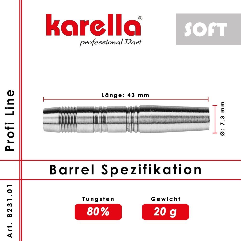 Softdarts PLS-01 Profi g 80% 20 Line Tungsten Karella Softbarrel