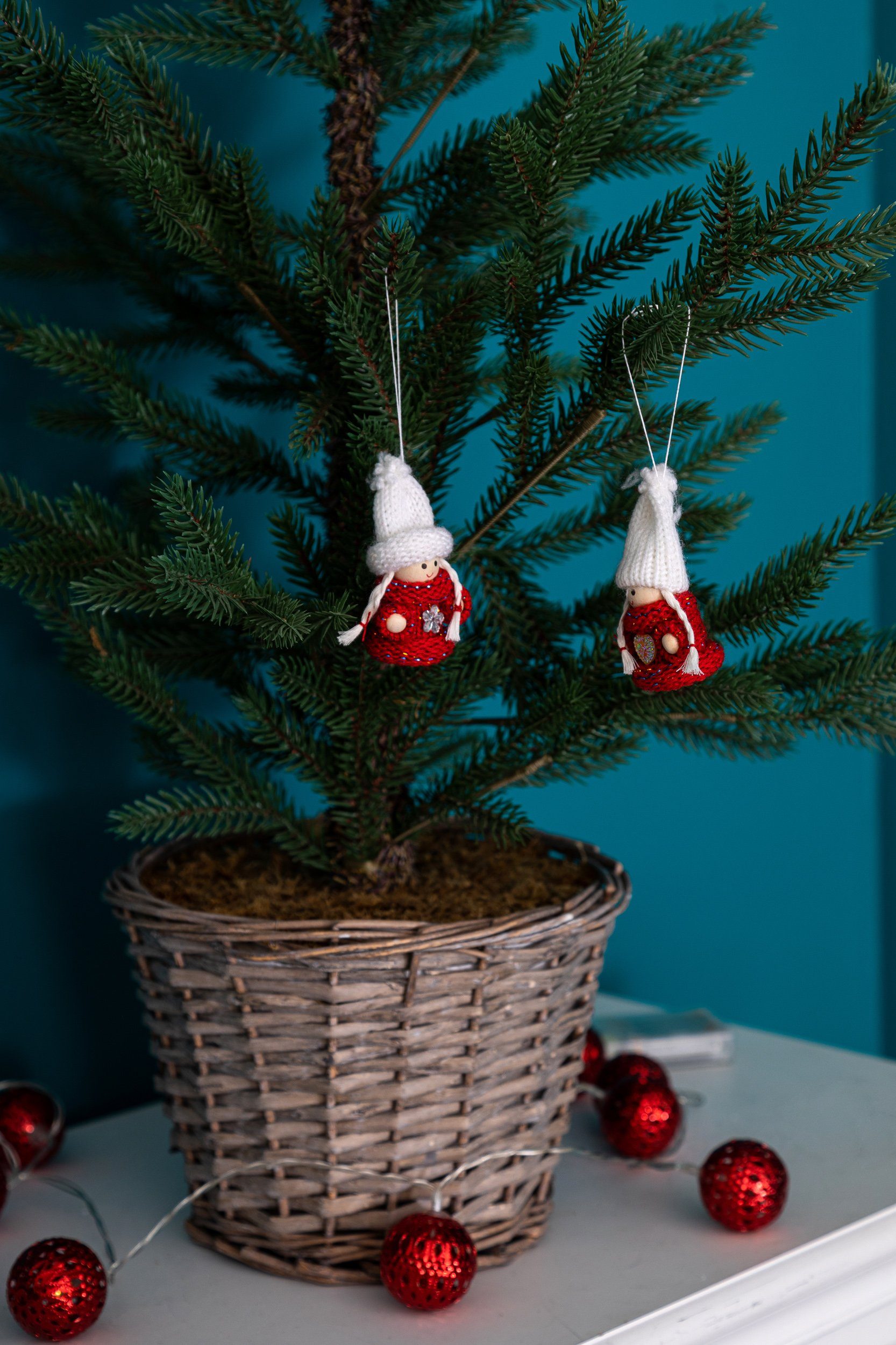 Wohnando Dekofigur Wichtelanhänger, 2er-Set: Weihnachtsdeko oder Weihnachtsbaum Geschenk