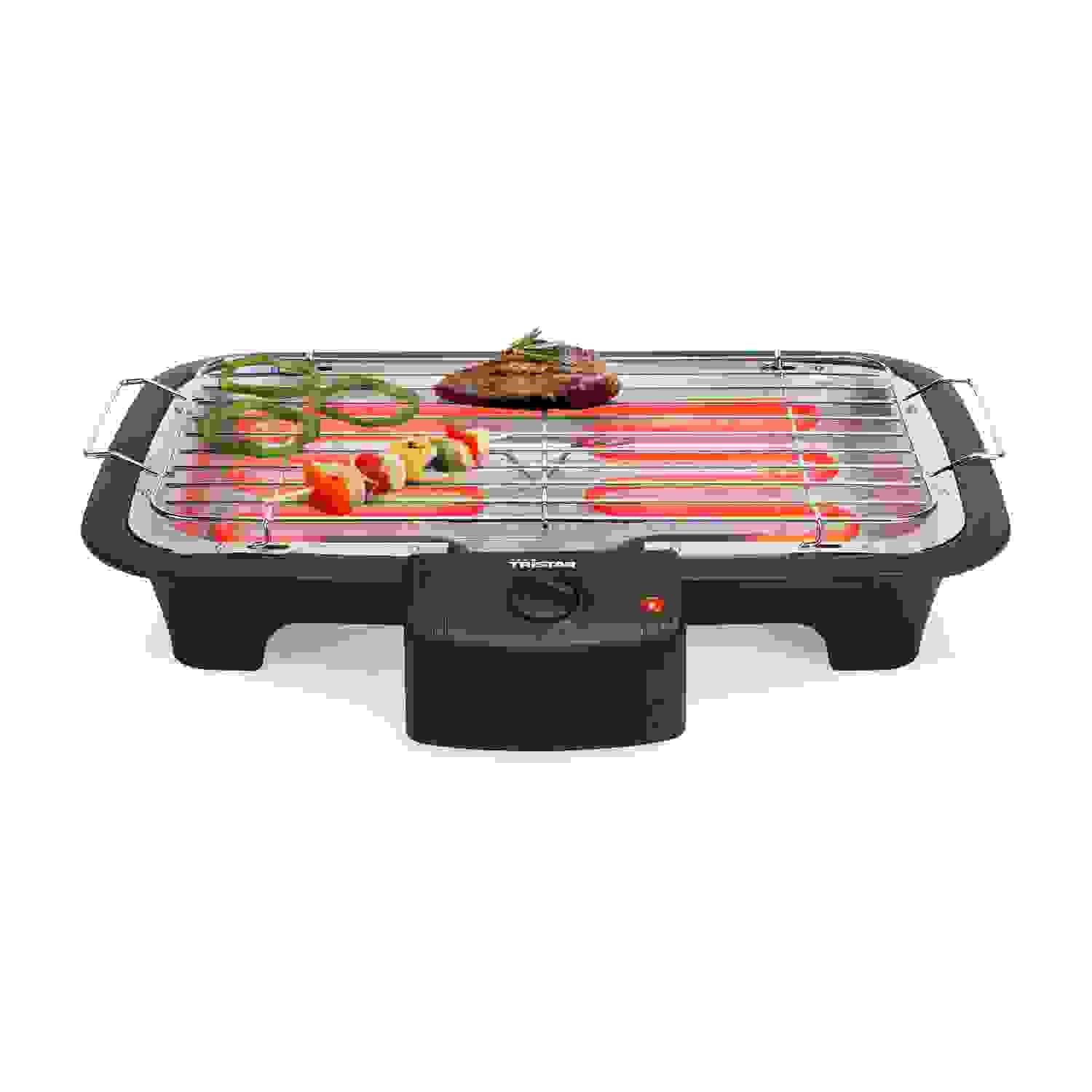 Tristar Elektrogrill Tristar BQ-2883 Elektrogrill – Mit Ständer – Tisch- und Ständermodell, 2000 W, 38 x 22 cm - Auch als Tischgrill zu verwenden