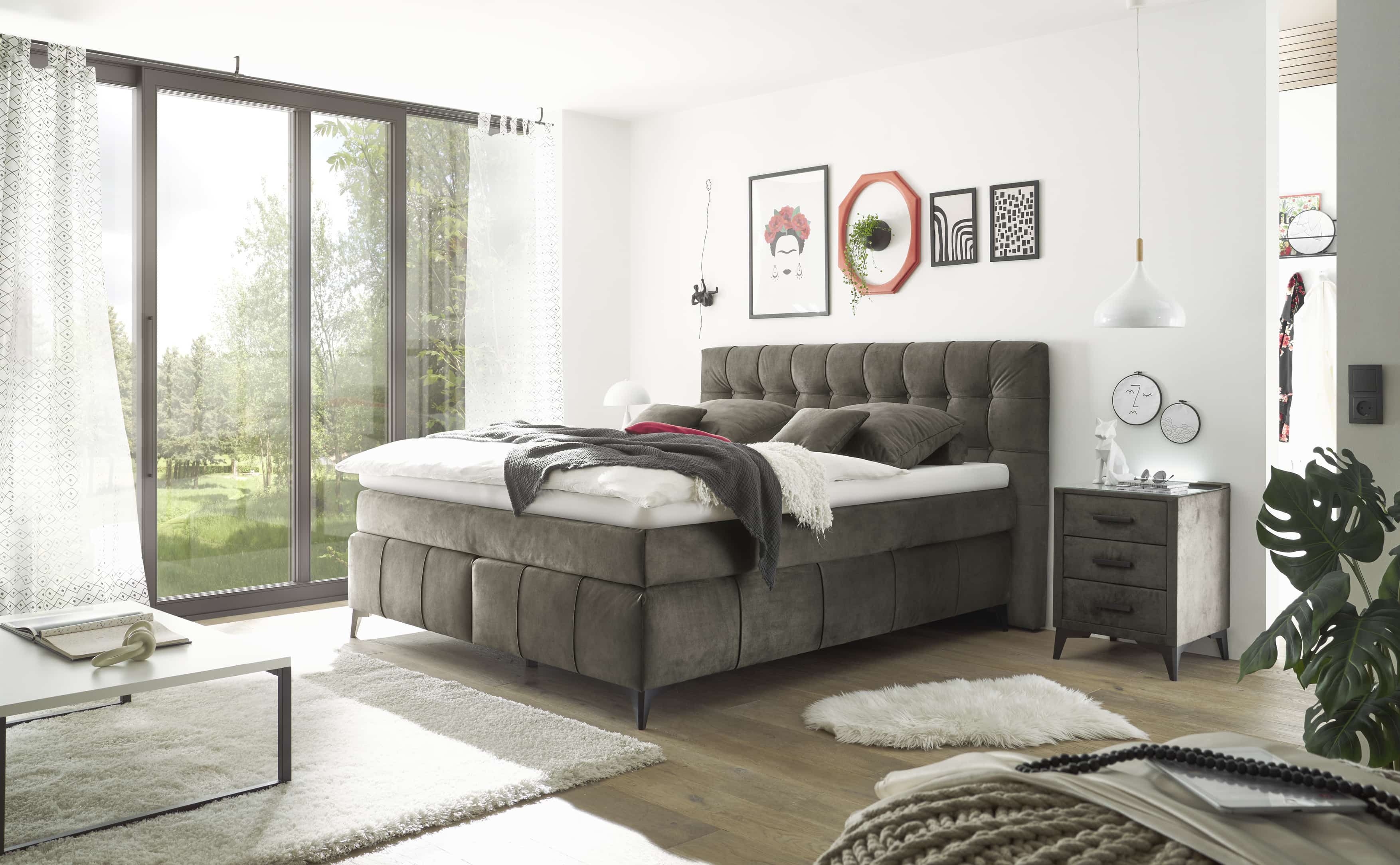 ED EXCITING DESIGN Boxspringbett Oregon 180x200 inkl. Topper und Duo-Matratze (Boxspringbett mit Duo‑Matratze & Topper), inkl. Duo-Matratze, Kokosmatte, Filzabdeckung