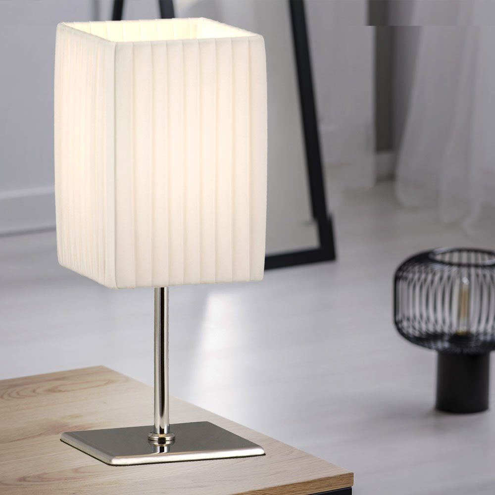 Textil Tisch LED weiß Leuchtmittel Fernbedienung Wohn etc-shop inklusive, Ess dimmbar Tischleuchte, Lampe Warmweiß, Zimmer