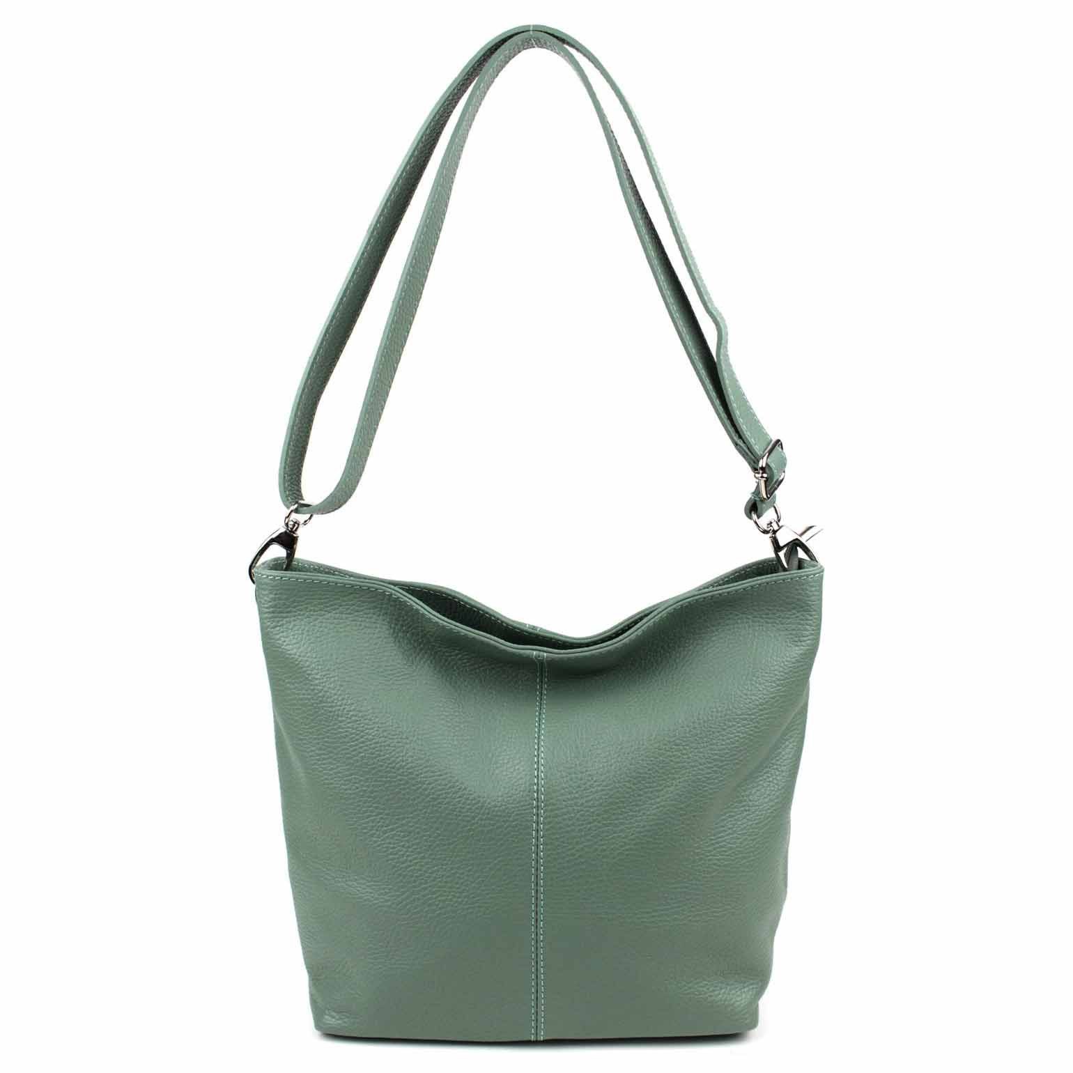 ITALYSHOP24 Schultertasche MADE IN ITALY Damen Leder Tasche Shopper Umhängetasche Cross Over Body, Brusttasche Bag große 3xFach geteiltes Hauptfach Freizeit Abend
