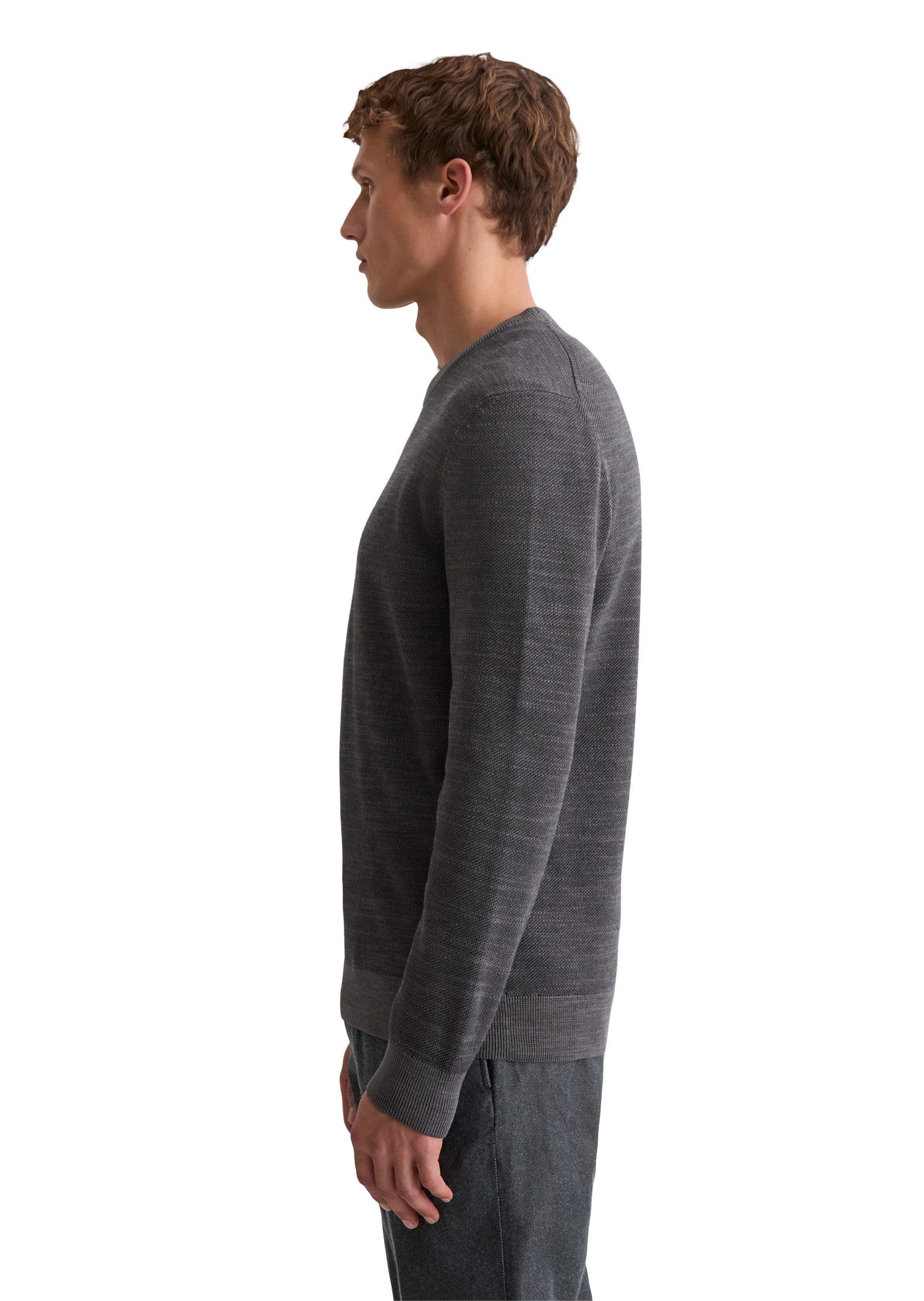 Marc O'Polo Rundhalspullover mit feiner Piqué-Struktur günstig online kaufen