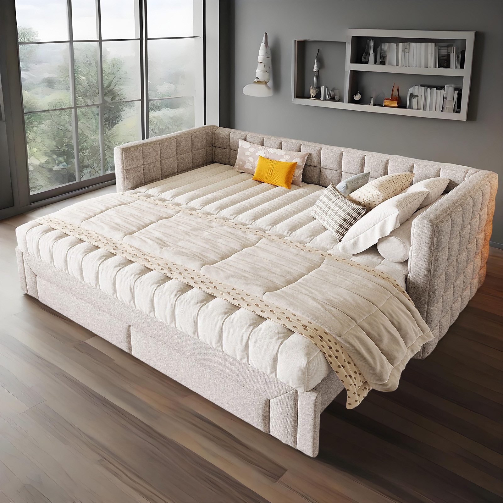 MODFU Daybett Funktionsbett 90x200 cm, 2 Schubladen (Ausziehbares Sofabett günstig online kaufen