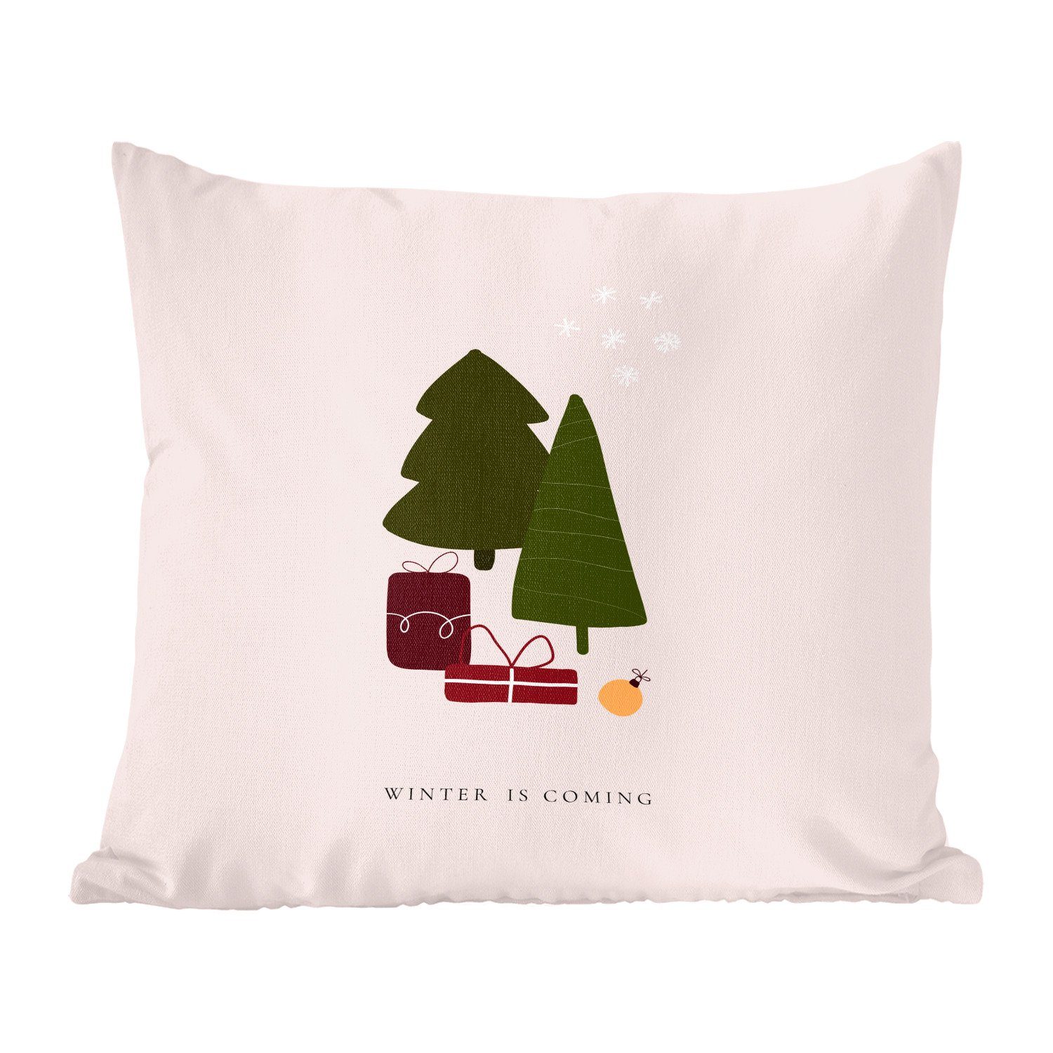 MuchoWow Dekokissen Weihnachtsbäume - Geschenke - Winter - Zitat, Zierkissen mit Füllung für Wohzimmer, Schlafzimmer, Deko, Sofakissen