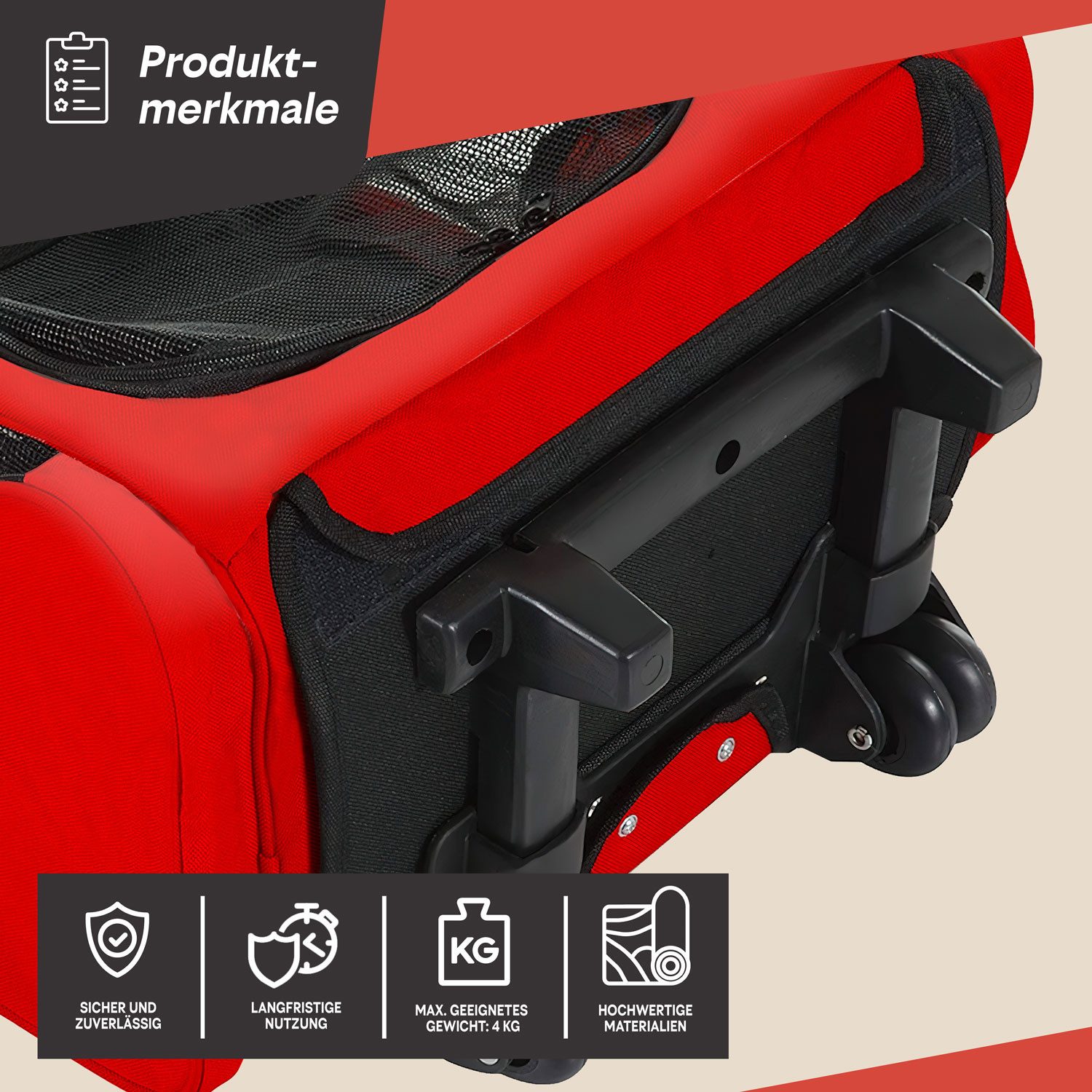 all Pets United Tiertransporttasche All Pets United Pet Carrier & Dog Trolley – Foldable Pet Backpack, Tier-Trolley Haustier-Rucksack mit Teleskoparm