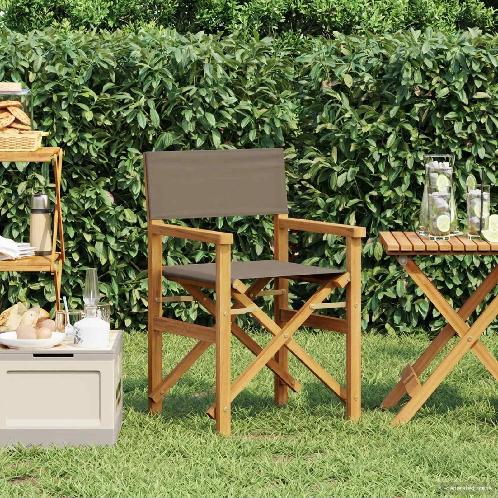 vidaXL Gartenstuhl Esszimmerstuhl Braun und Taupe 56 x 54 x 87 cm Massivholz (1 St)