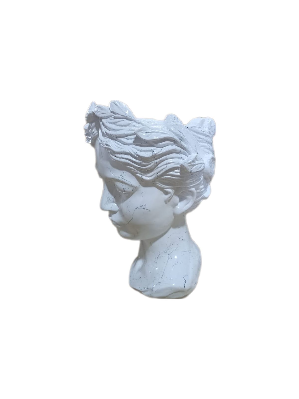 Dekofigur aus Weiß moebel17 Frauenkopf Polyresin Dekofigur Vase Marmoroptik, Skulptur