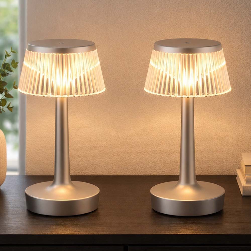 GLOBO LIGHTING LED Tischleuchte, LED-Leuchtmittel fest verbaut, Kaltweiß, Warmweiß, Neutralweiß, Tageslichtweiß, Farbwechsel, 2x Tischlampe Nachttischlampe LED Schlafzimmerlampe