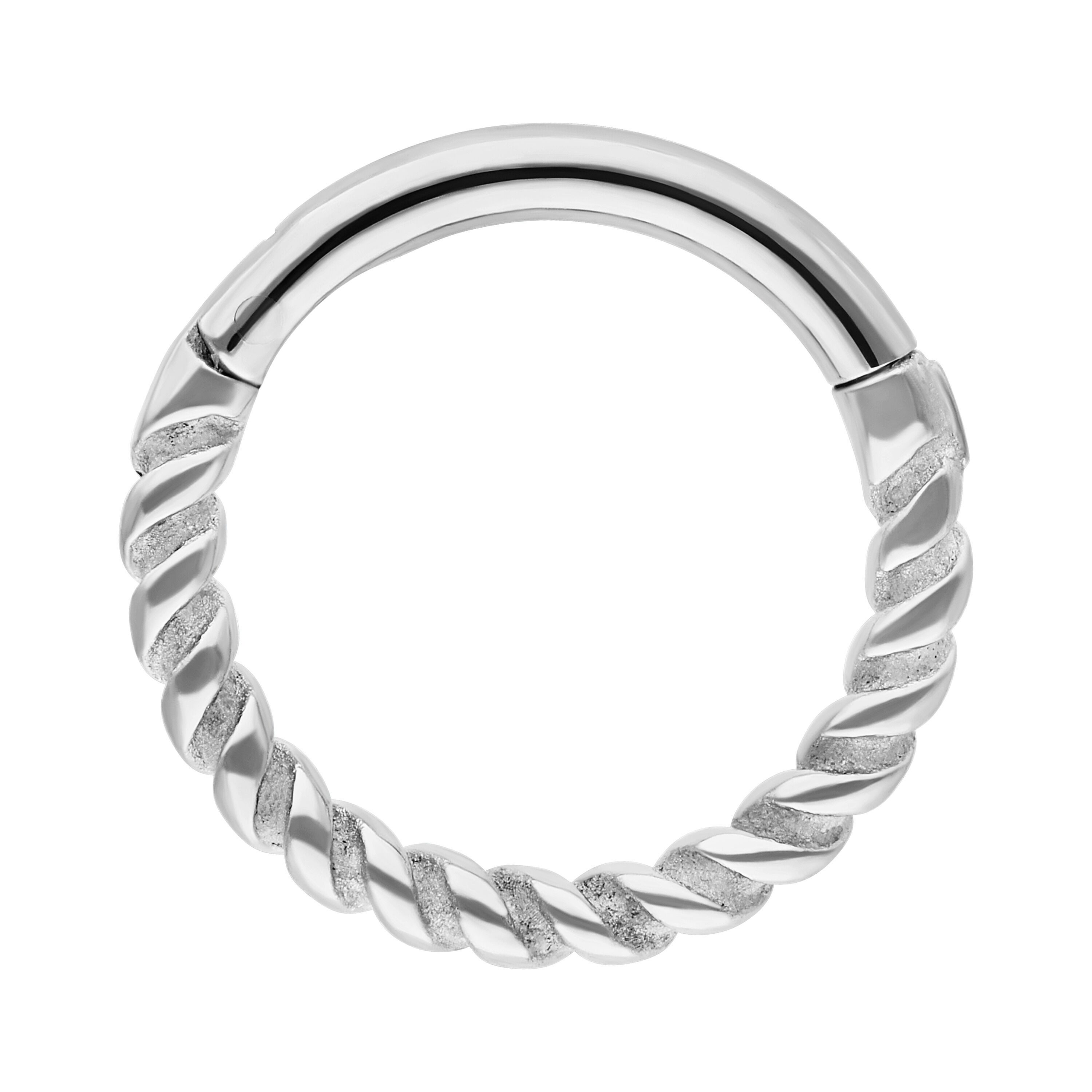 Wildcat Nasenpiercing Twisted Rope Clicker für Ohr, Nase, Lippe, Bauchnabel, 1 Stück, Chirurgenstahl 316L - wasserfest, hautverträglich, Silber
