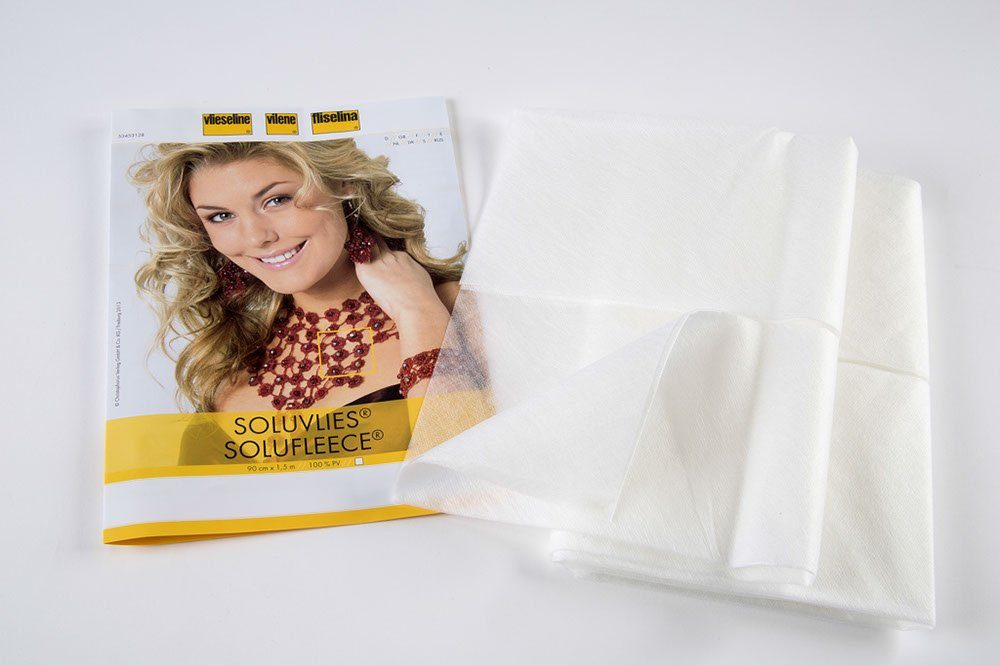 Stoff Vlieseline Meterware Soluvlies Stickvlies wasserlöslich weiß 90cm, wasserlöslich,90 cm – Bild 2 von 2