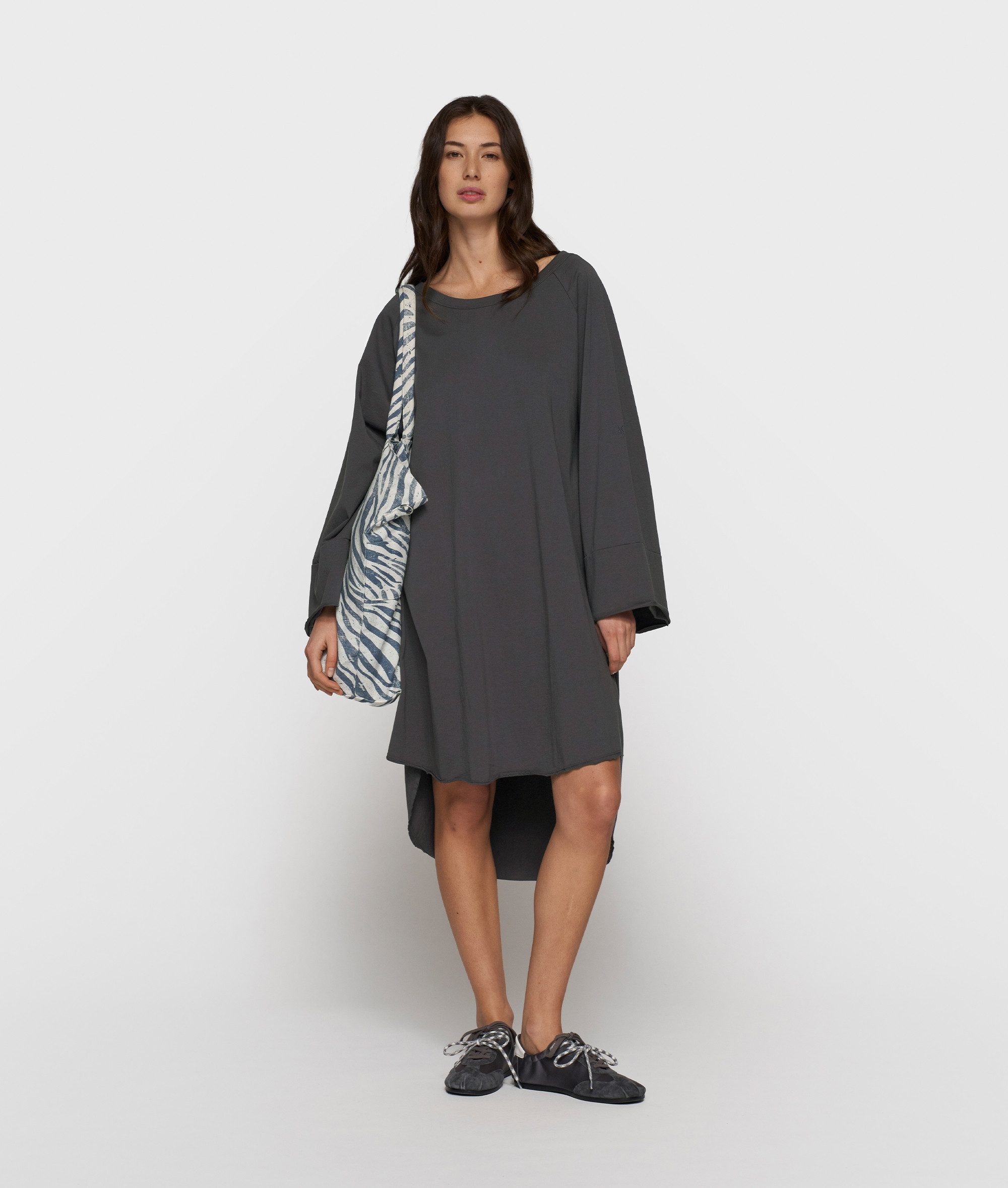 10DAYS Midikleid jersey logo dress 1335 steel blue
