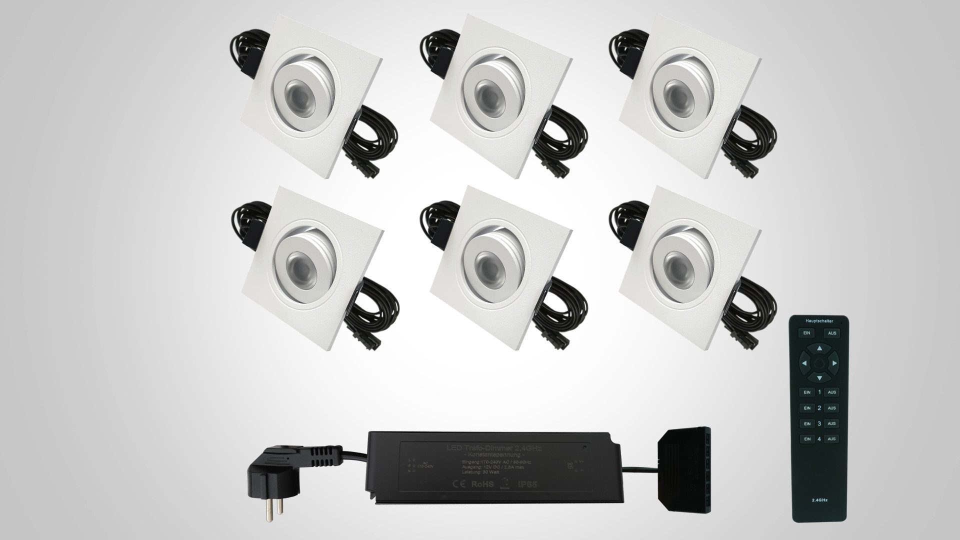 LIGHTVISION LED Deckenspots 3Watt Komplettset mit schwenkbaren Mikroeinbaustrahlern (1-4 Zonen)