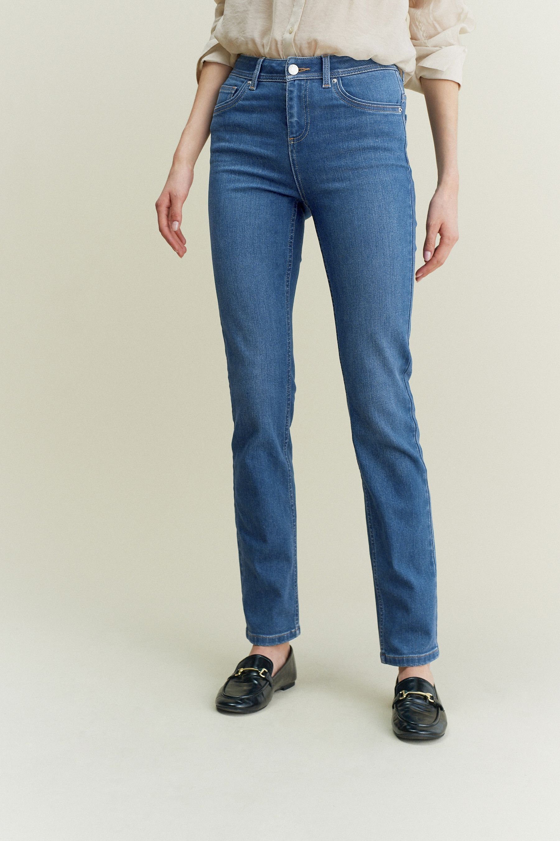 Jeans Superweiche Mid Fit Next Slim Slim-fit-Jeans Blue (1-tlg)