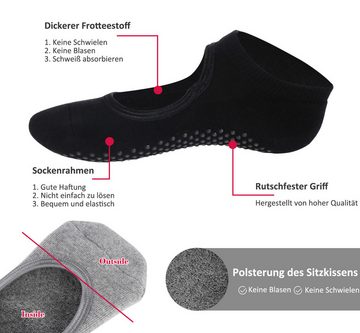 Homewit Sneakersocken Yoga Socken Anti-Rutsch-Socken für Damen Fitness (Beutel, 3-Paar, Sportsocken) für Pilates, Yoga, Tanz, Ballett, Kampfsport, Trampolin