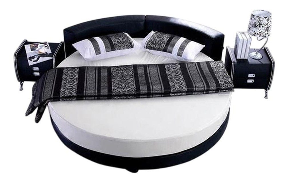 JVmoebel Rundbett Schwarzes Lederbett von JVMoebel mit modernem Design und runder Form (1-tlg., Bett ohne Matratze), Made in Europa