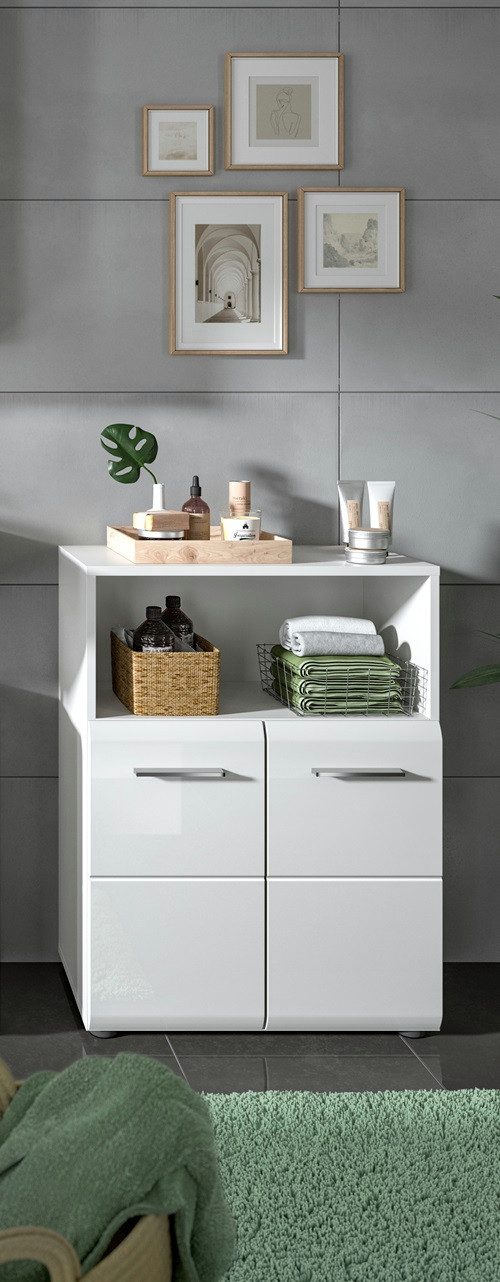 Hochschrank Kopie von Standschrank breit Ice, weiß / weiß Hochglanz #1