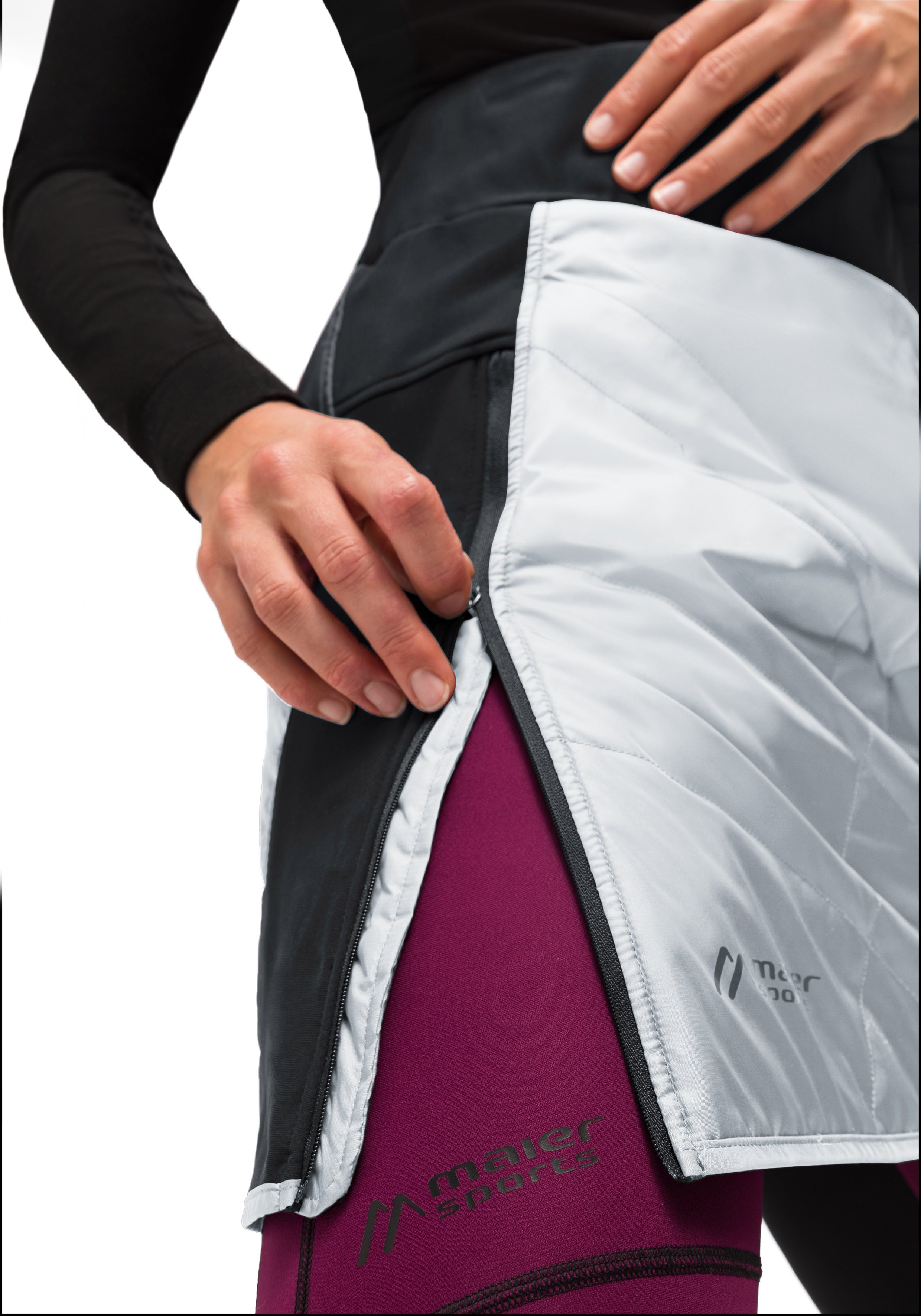 Maier Sports black Bund Skirt elastischer und windabweisend, atmungsaktiv W Überrock, Sweatrock Skjoma Damen