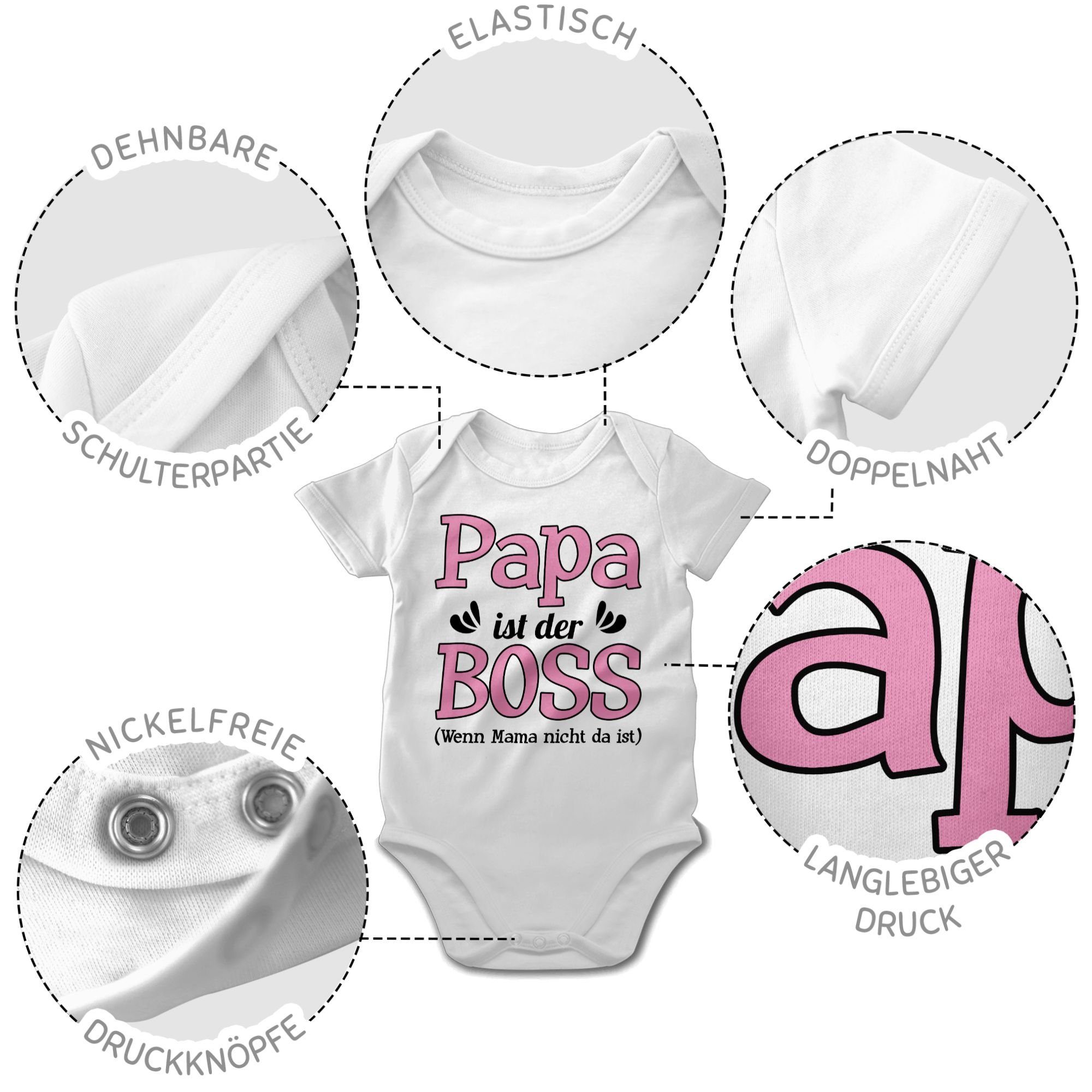 Shirtracer Shirtbody ist nicht wenn da Papa - Boss Baby ist rosa der Sprüche Mama 1 Weiß