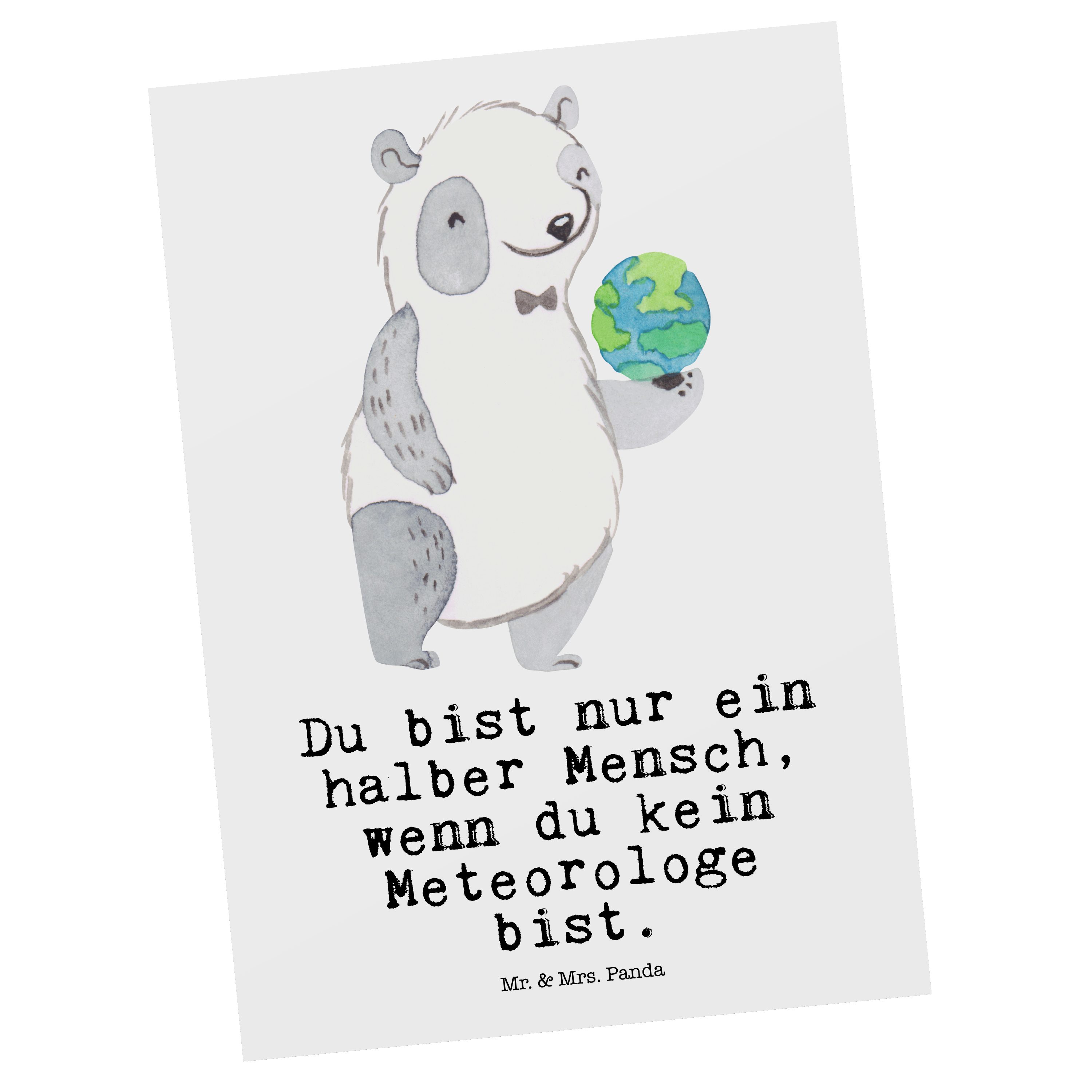 Mr. & Mrs. Panda Postkarte Meteorologe mit Herz - Weiß - Geschenk, Geburtstagskarte, Schenken, E