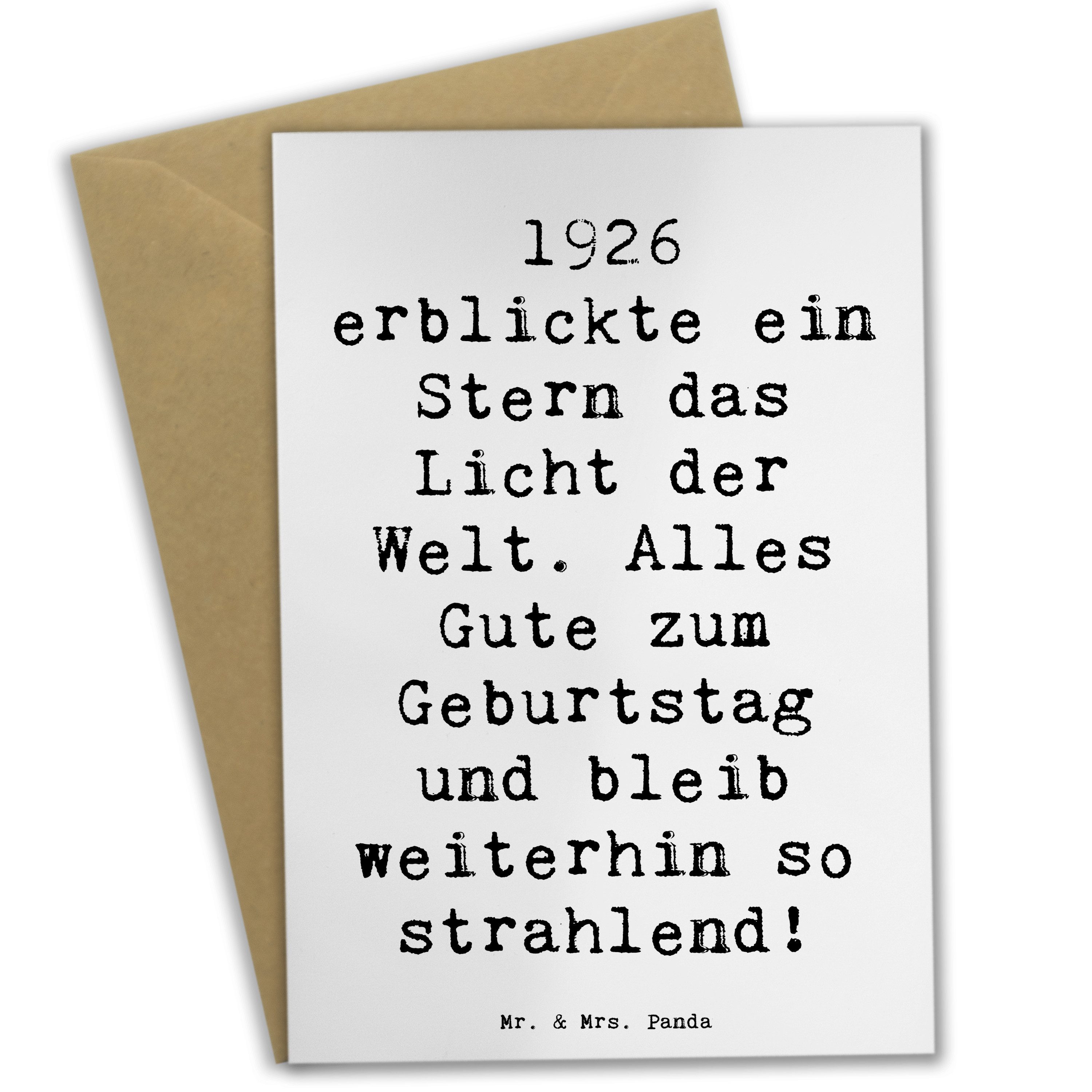 Grußkarte Spruch 1926 Geburtstag Stern - Weiß - Geschenk, alles Gute zum Geburt