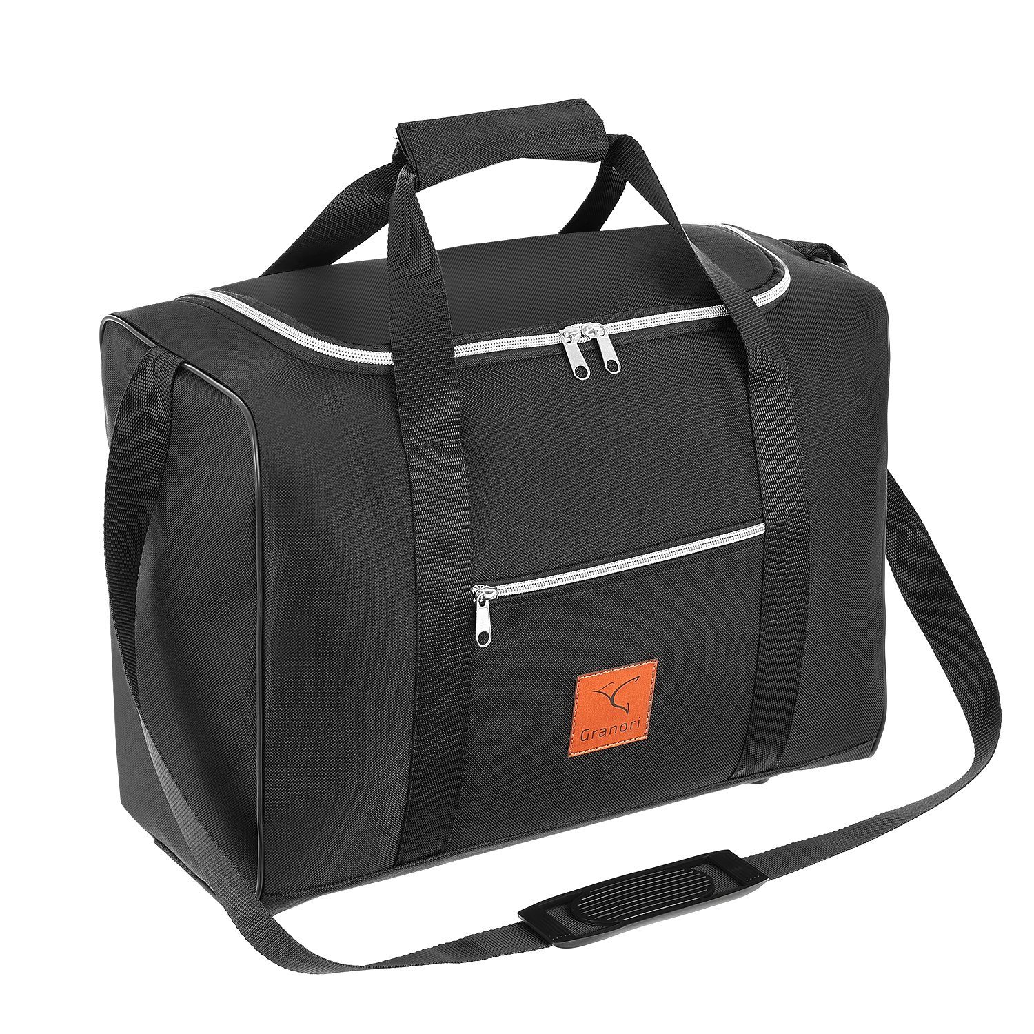Granori Reisetasche 40x30x20 cm Handgepäck für Flüge mit z. B. Wizz Air (Modell WT2), extra leicht, mit abschließbarem Fach und verstellbarem Schultergurt Schwarz