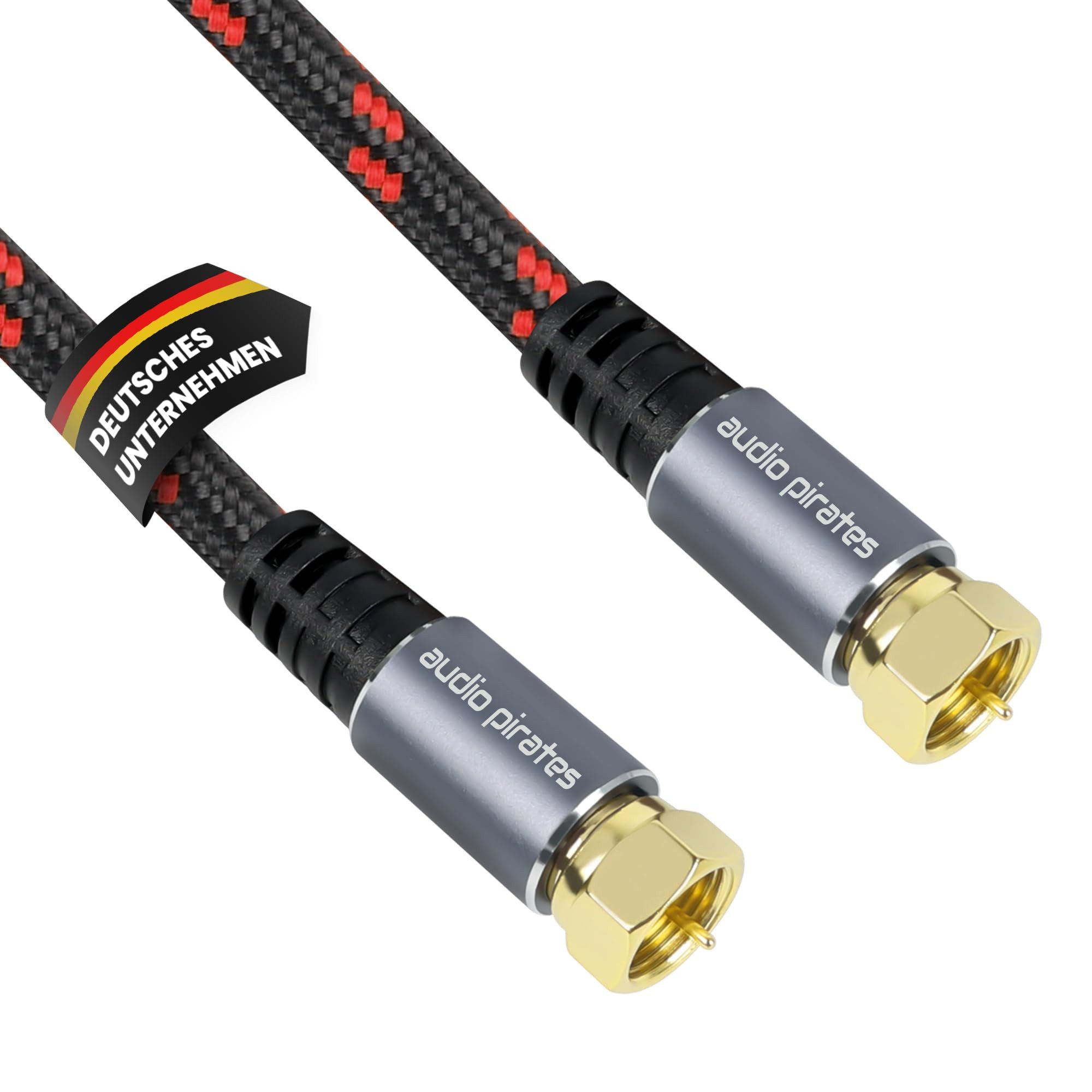 audio pirates SAT Kabel F-Stecker 2-fach geschirmt SAT-Kabel, F-Stecker, (100 cm), OFC, vergoldet - Komfortklasse