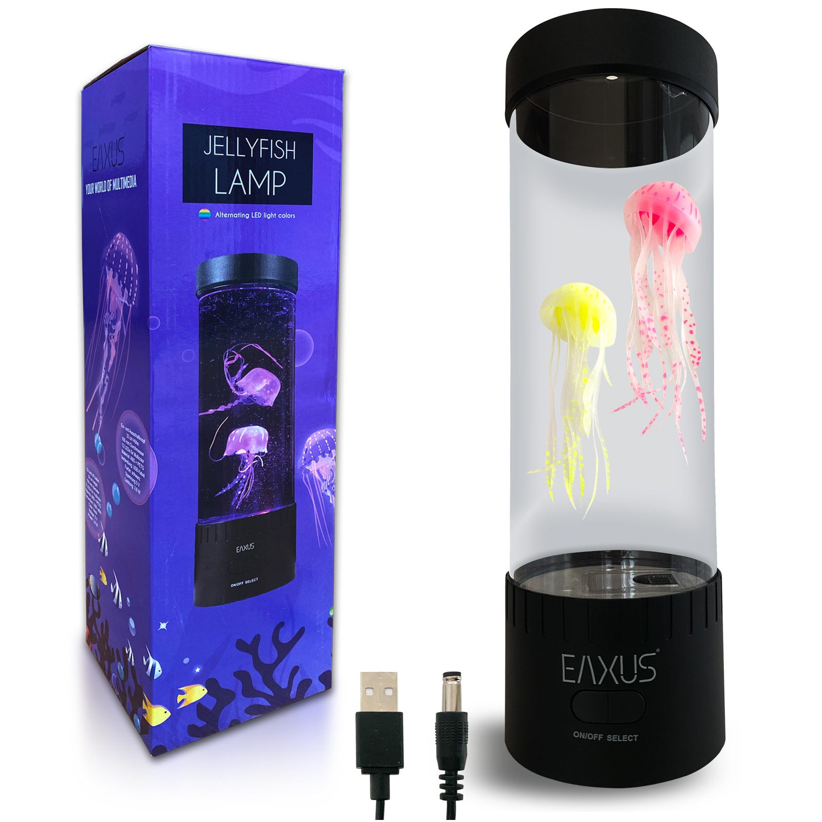 EAXUS LED Nachtlicht Quallen Aquarium, LED fest integriert, Bunt, Nacht- und Dekoleuchte mit Stimmungsfarben