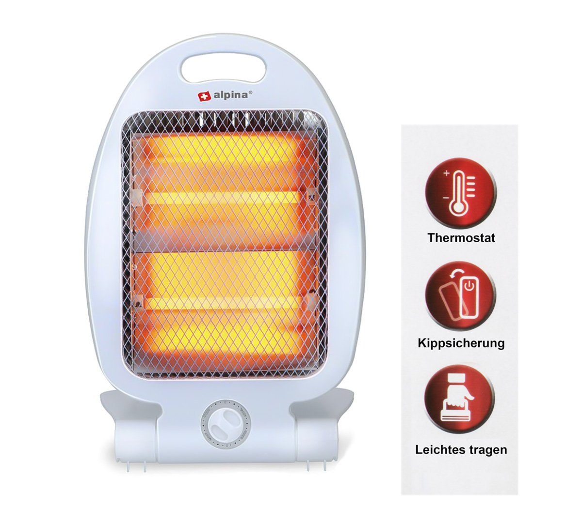 Alpina Heizgerät Elektro-Heizgerät, 800 W, Quarz Heizstrahler günstig online kaufen